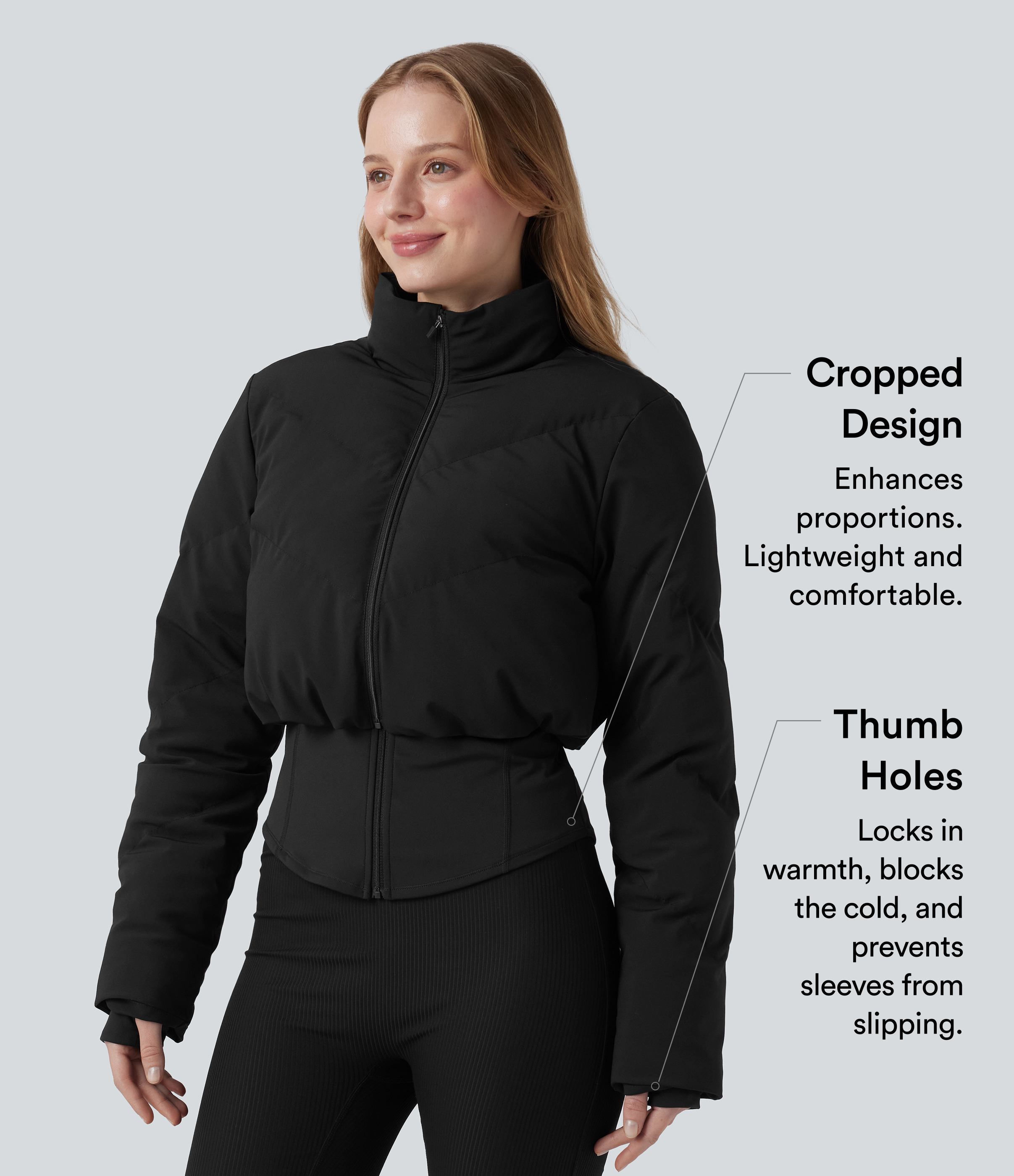 Women's PuffFlex 3-in-1 Stand Collar Casual Cropped Puffer Coat