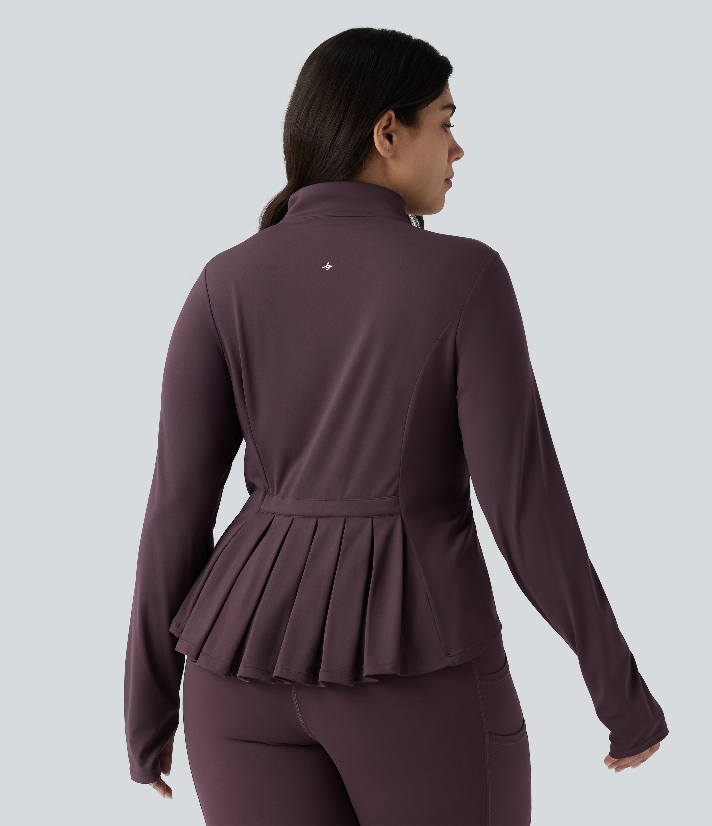 SoftlyZero™ Stand Collar Thumb Hole Pockets Pleated Zipper Slim Hiking Plus Size Jacket-UPF50+