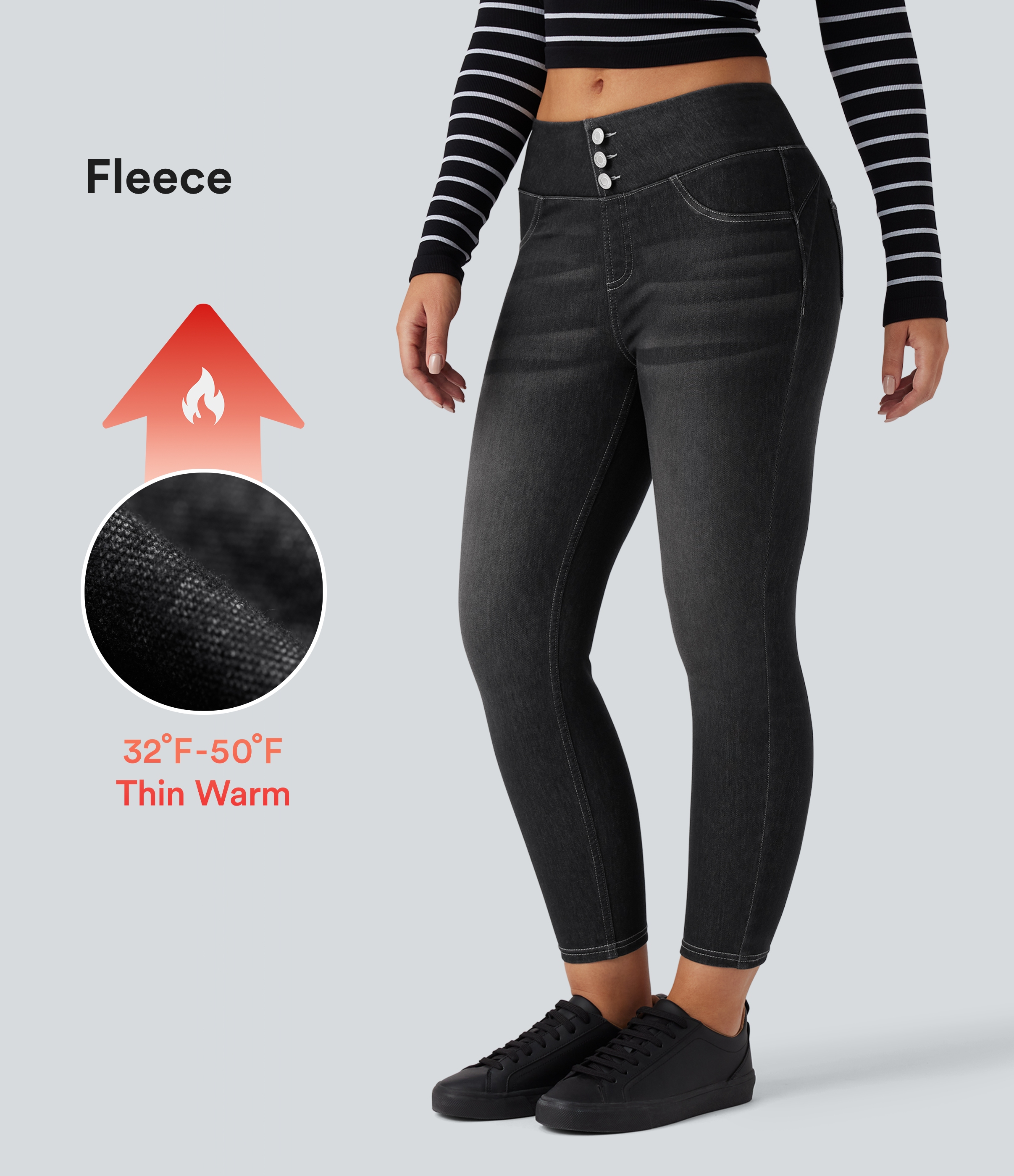 Halara Flex™ - Lässige 7/8-Denim-Leggings mit hohem Bund und mehreren Taschen