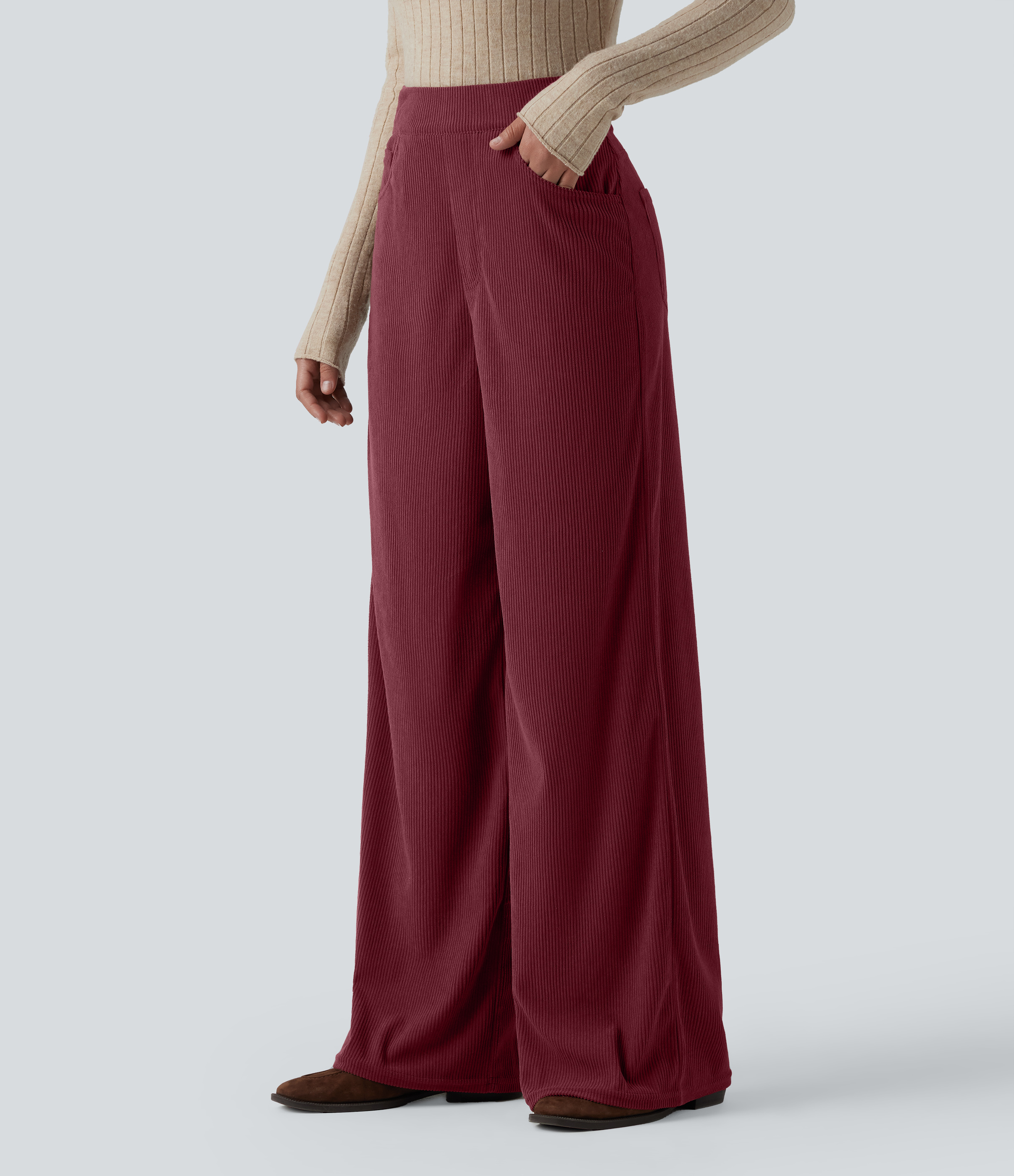 Halara Flex™ High Waisted Pockets Wide Leg Baggy Corduroy Work Pants