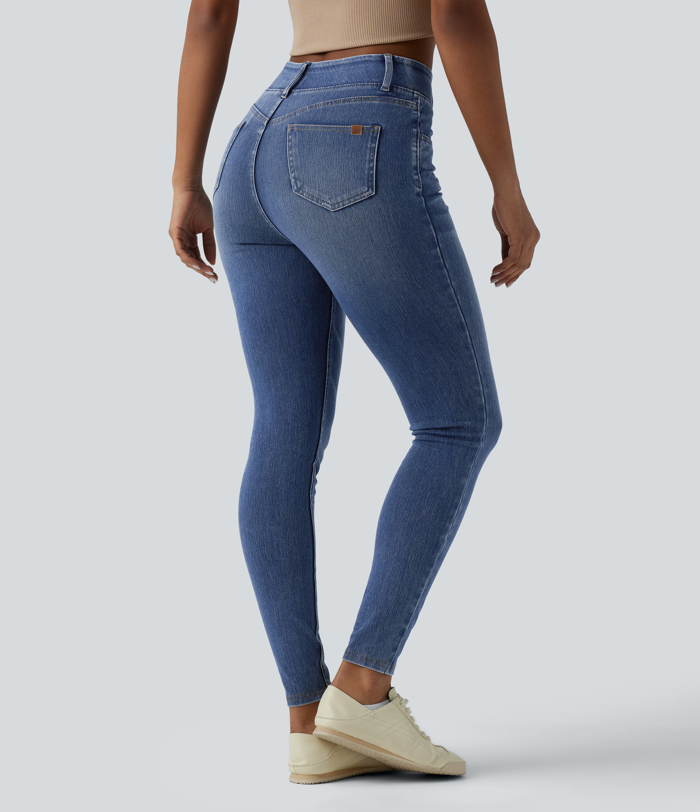 Tide Blue Denim Halara Flex™ High Waisted Casual Denim Leggings with Pockets / 2