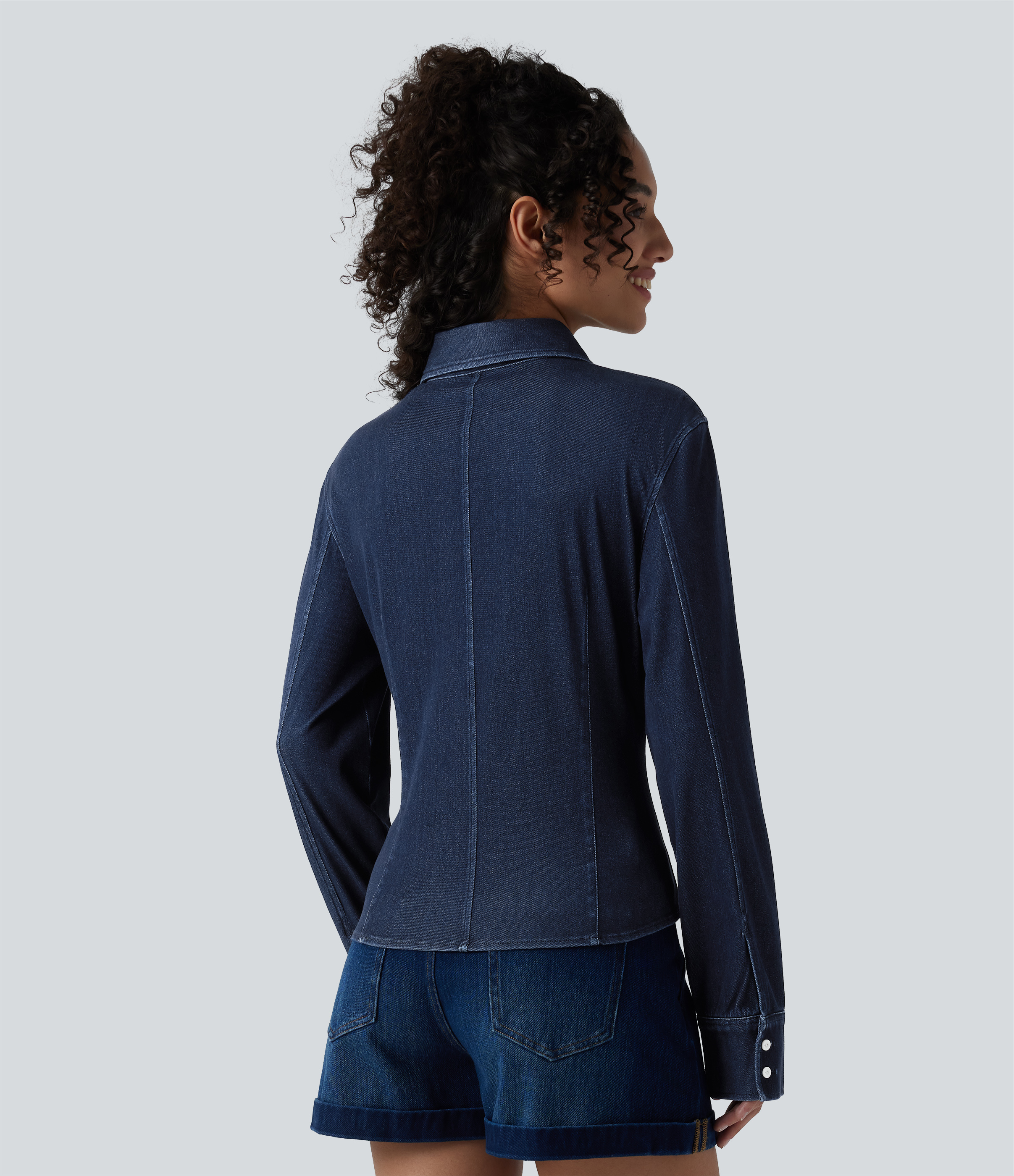 Pageant Blue Denim Halara Flex™ camisa casual vaquera de manga larga / 2