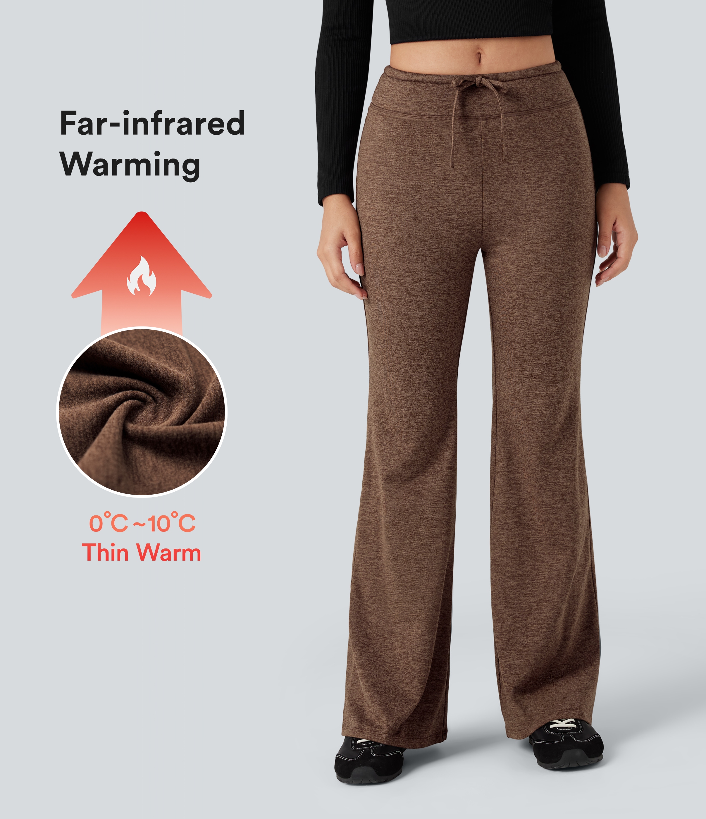 Ausgestellte Fleece-Loungehose mit mittelhohem Bund und Kordelzug - schnelltrocknend, UPF40+- wärmend