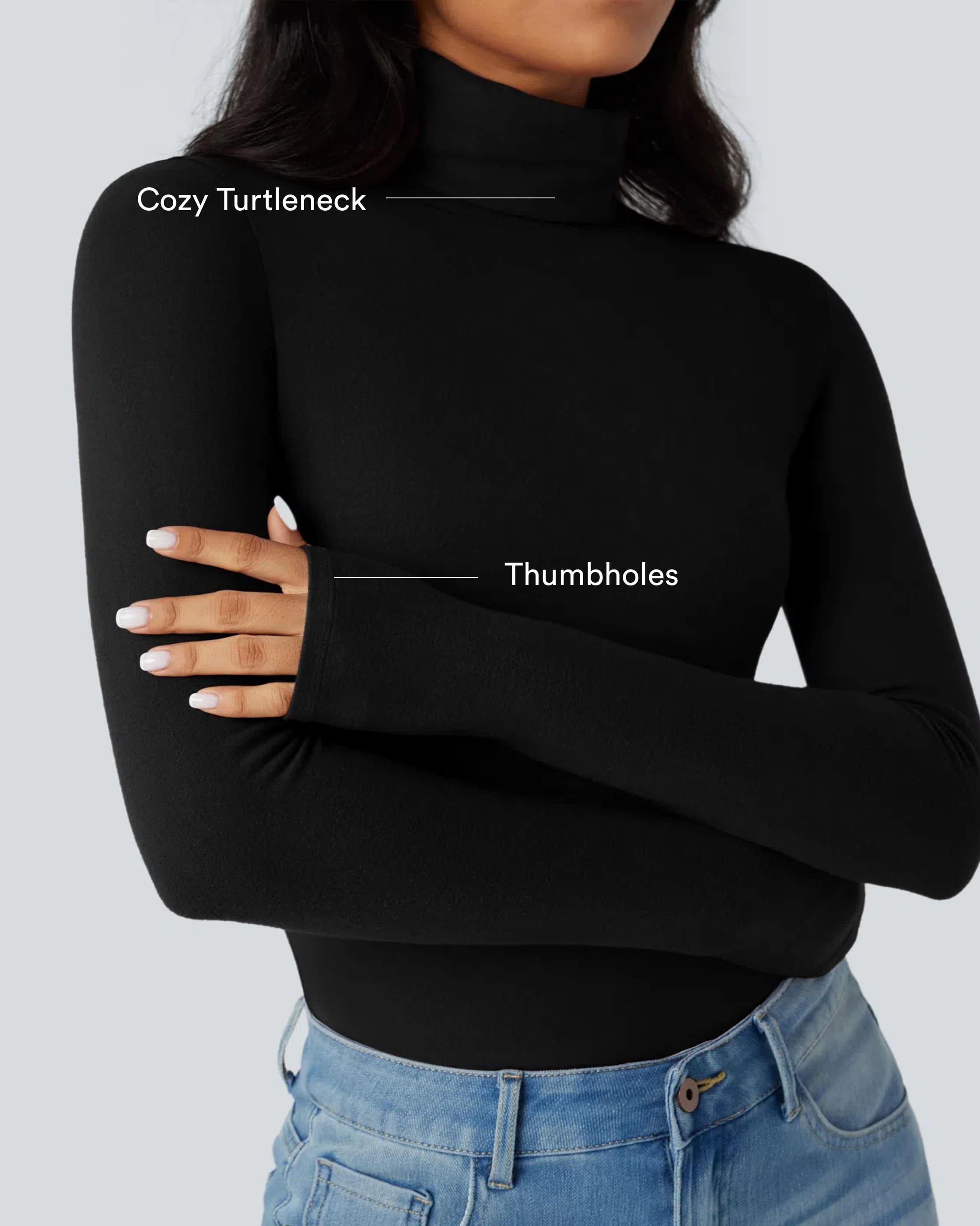 Women's Halara HeatCore Turtleneck Long Sleeve Thumb Hole Casual