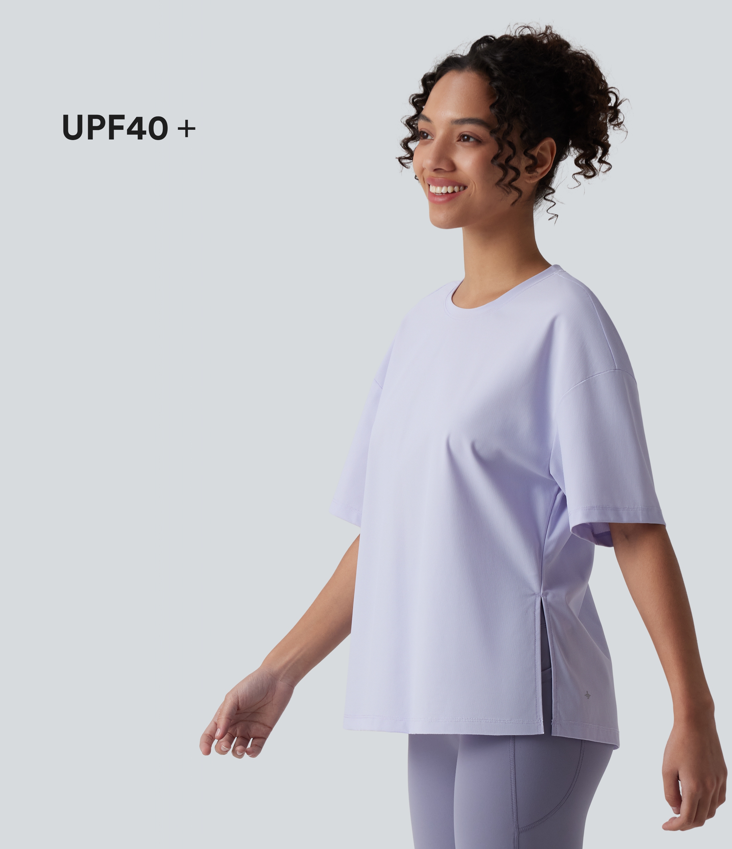 Round Neck Short Sleeve Hiking Sports Top-UPF40+