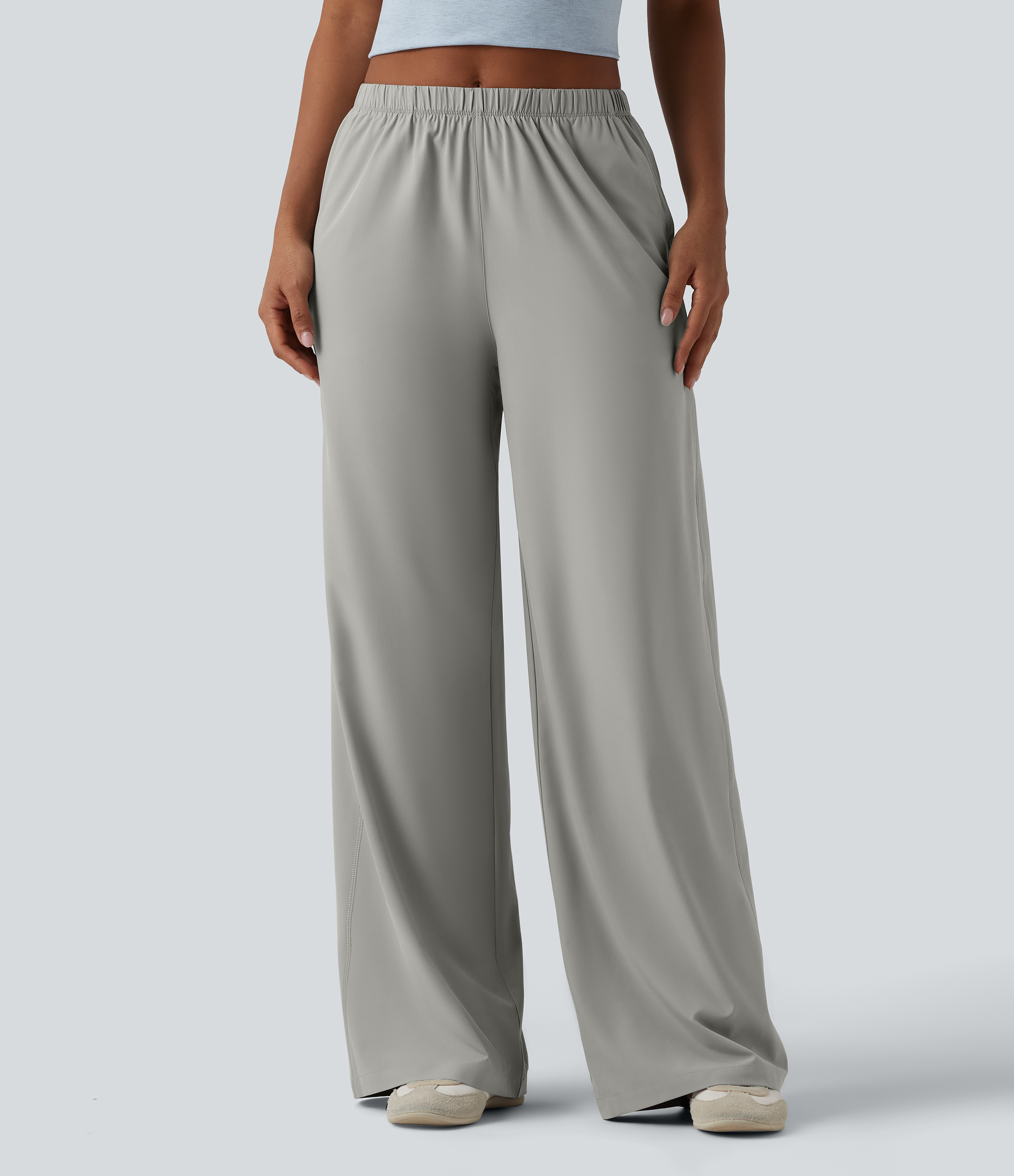 Pantalon droit décontracté à taille mi-haute et séchage rapide Breezeful™ avec poches