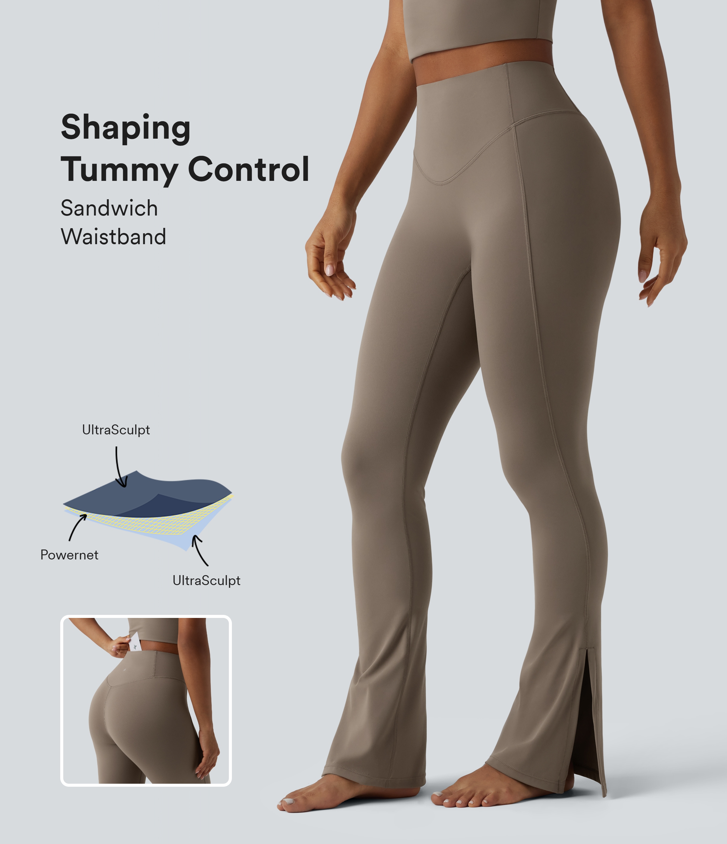 Halara UltraSculpt™ High Waisted Tummy Control Split Yoga Bootcut Leggings with Pocket