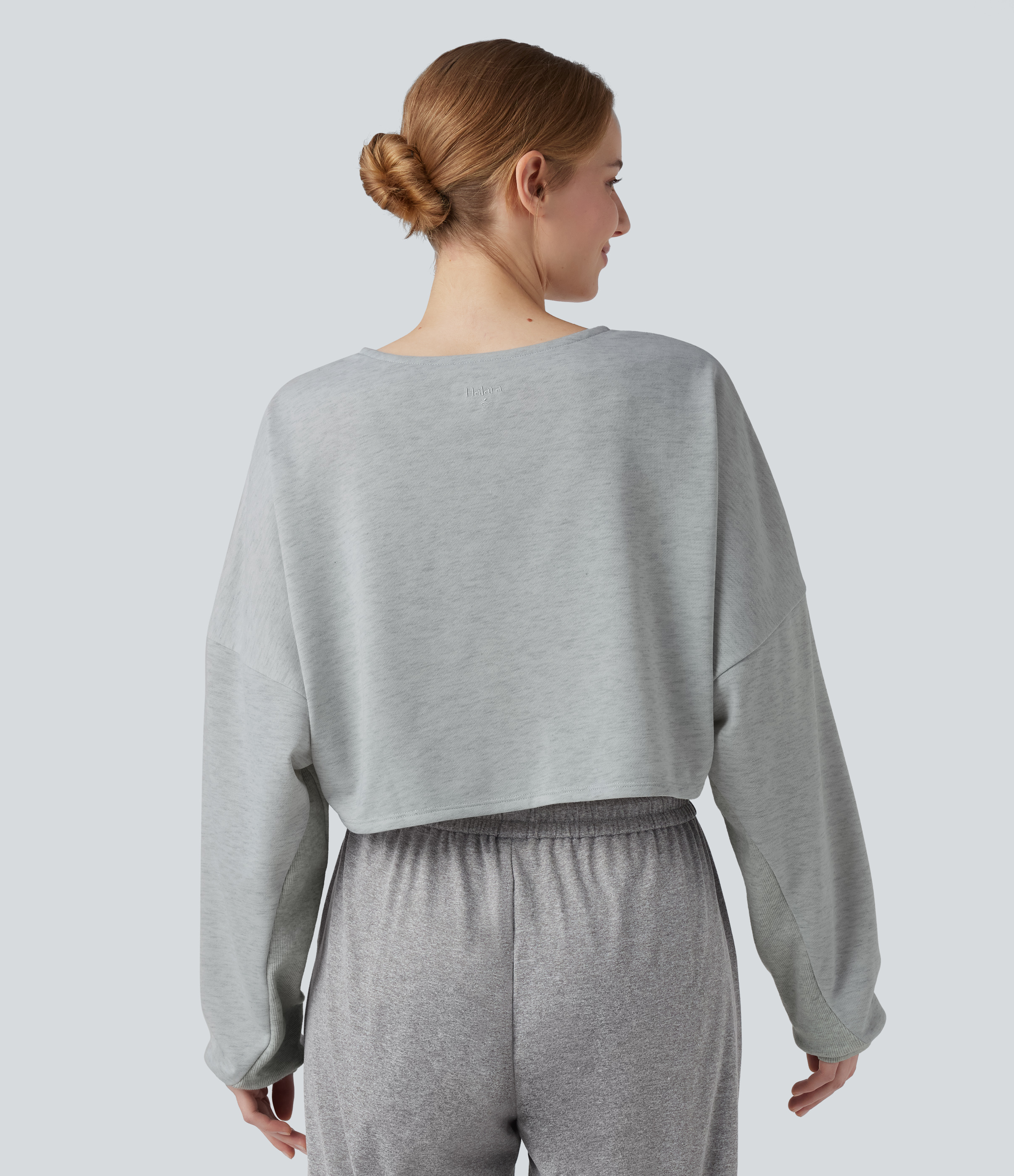 Mottled Grey Sweat décontracté court col Henley manches longues / 2