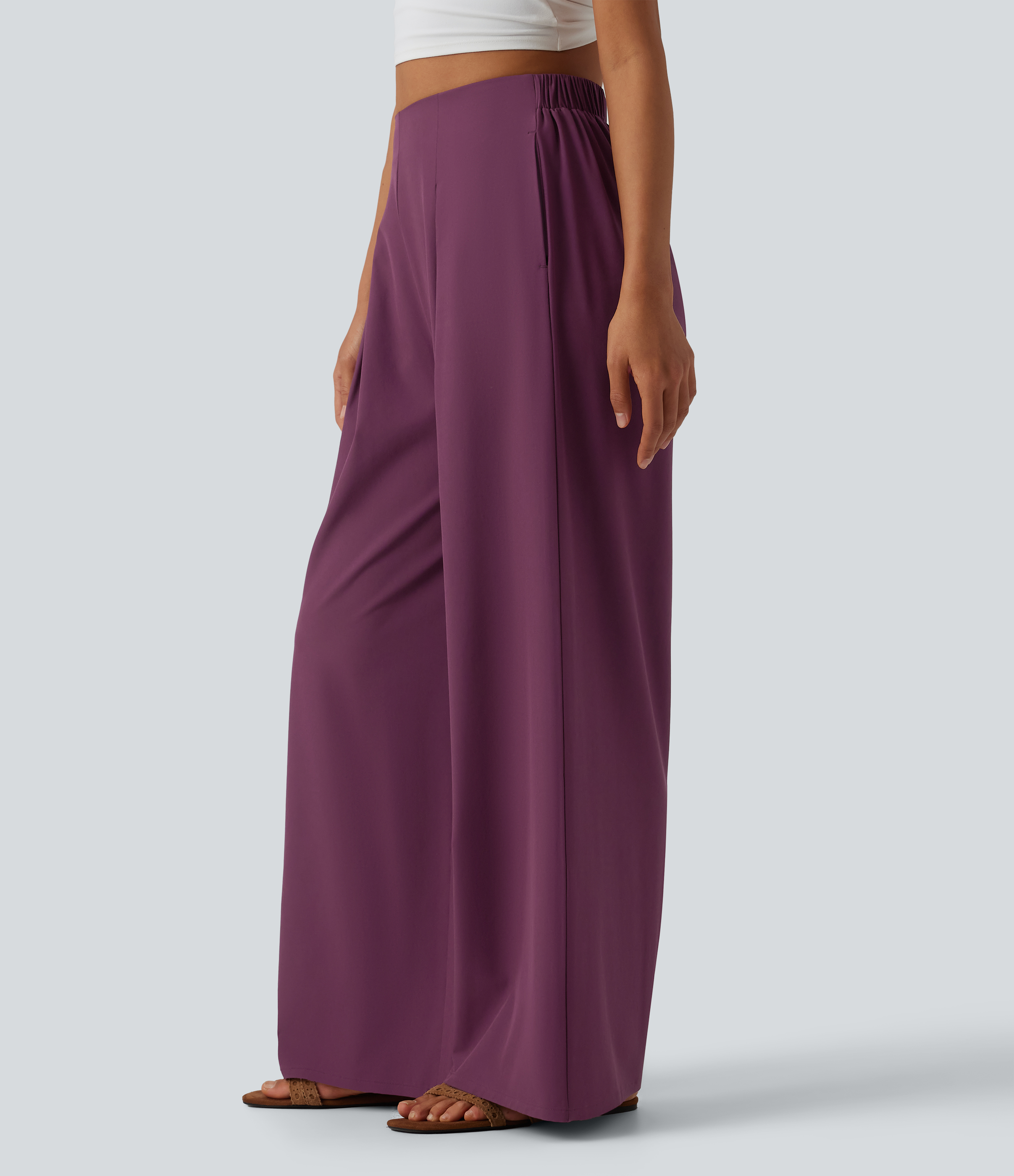 Breezeful™ High Waisted Pleated Quick Dry Resort Flowy Baggy Pants with Pockets