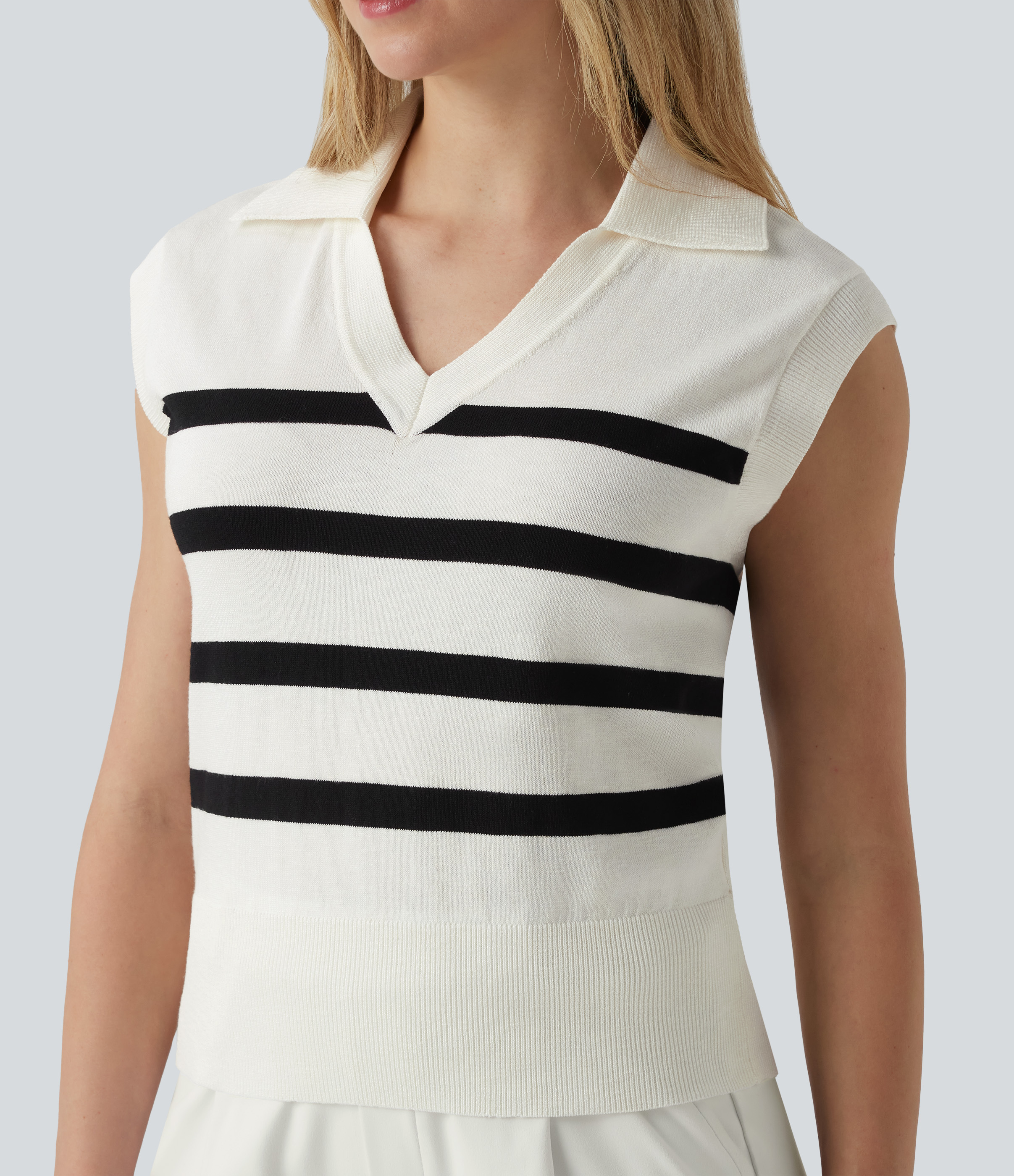 V-neck Color Block Stripes Work Jumper Vest