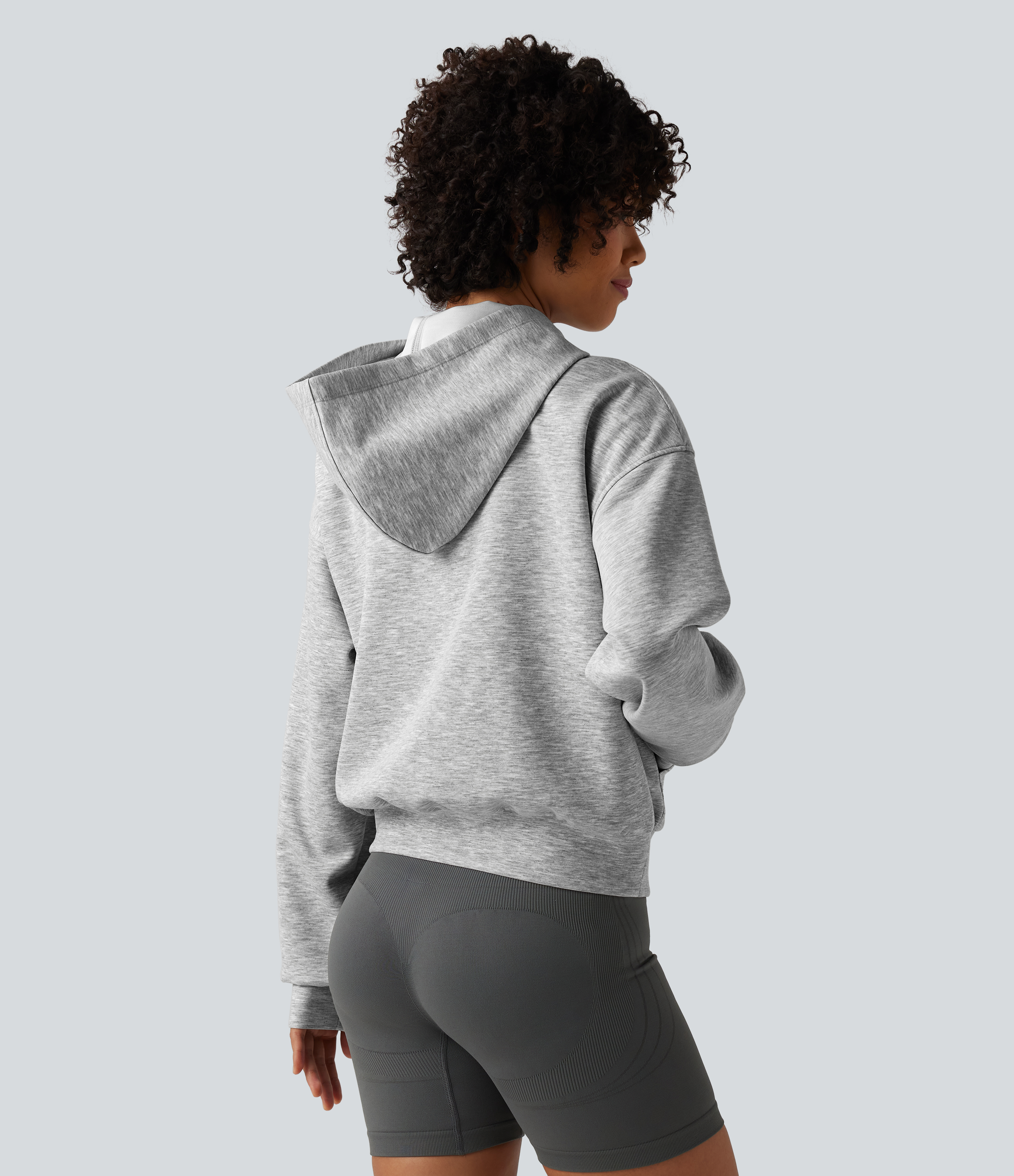 Sweatshirt décontracté à capuche demi-zip avec poche kangourou