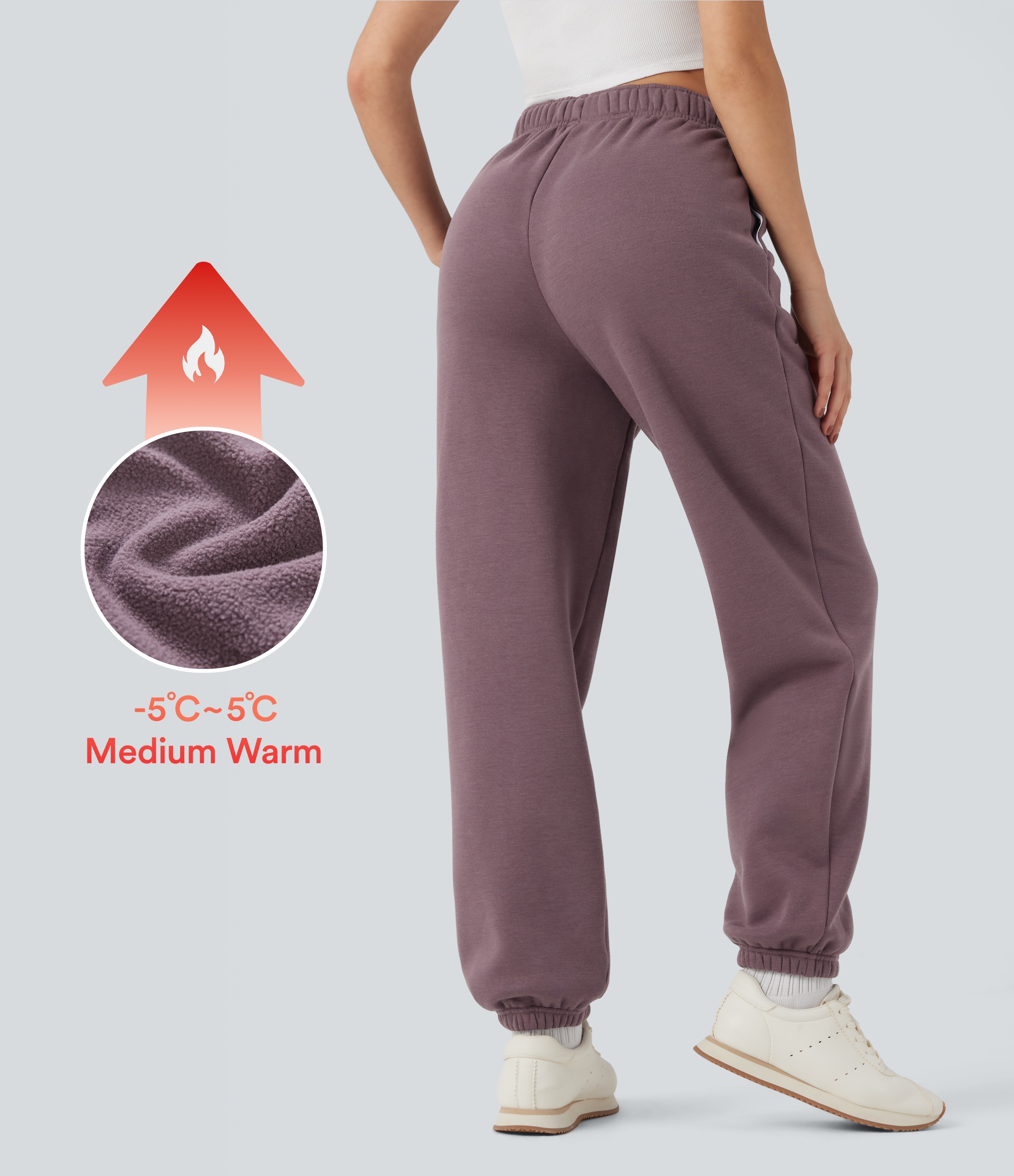 Flint Joggers décontractés en molleton à taille haute, cordon de serrage intérieur et poches / 1