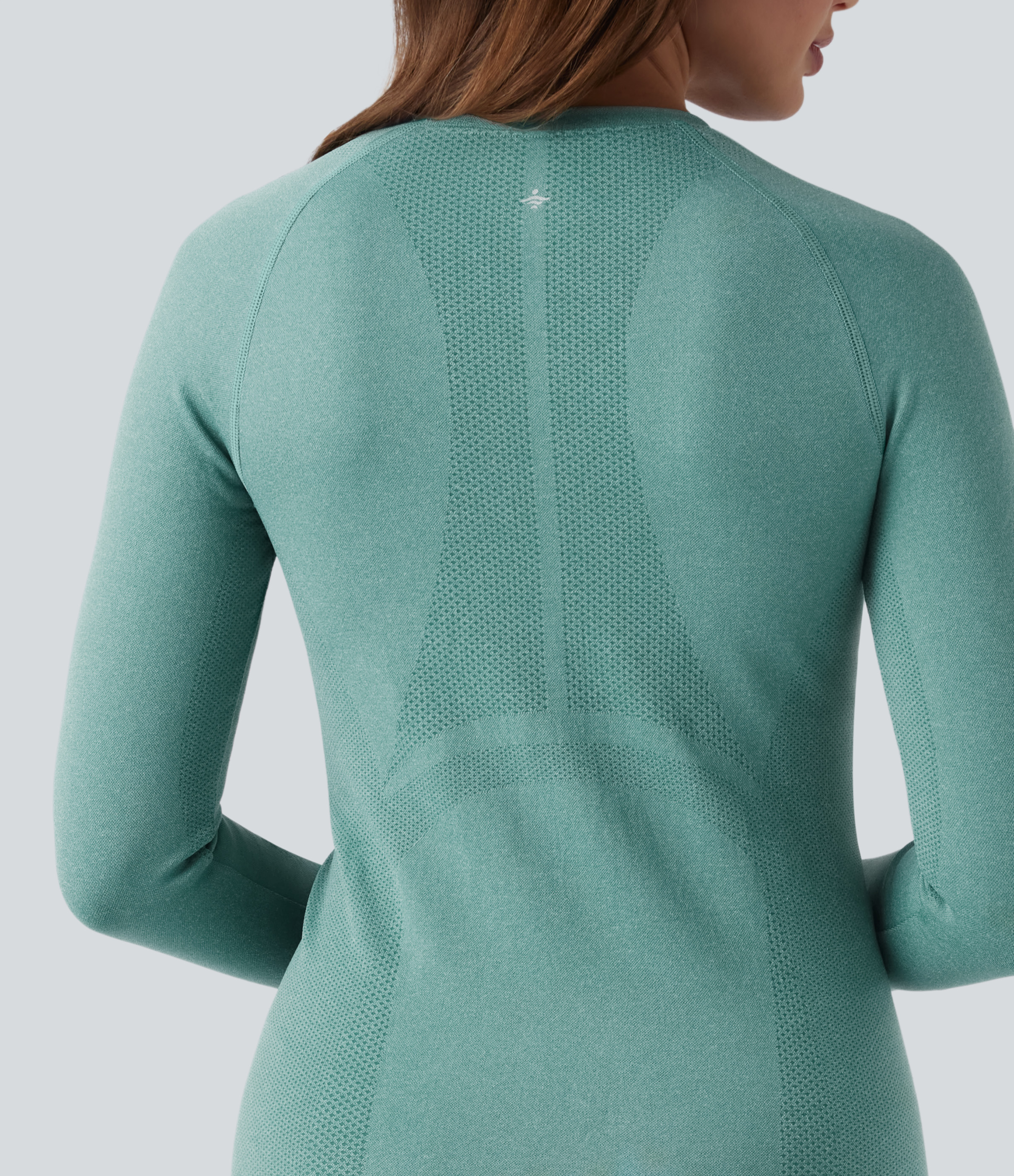 OneForm Seamless Flow Crew Neck Raglan Long Sleeve Thumb Holes Yoga Sports Top