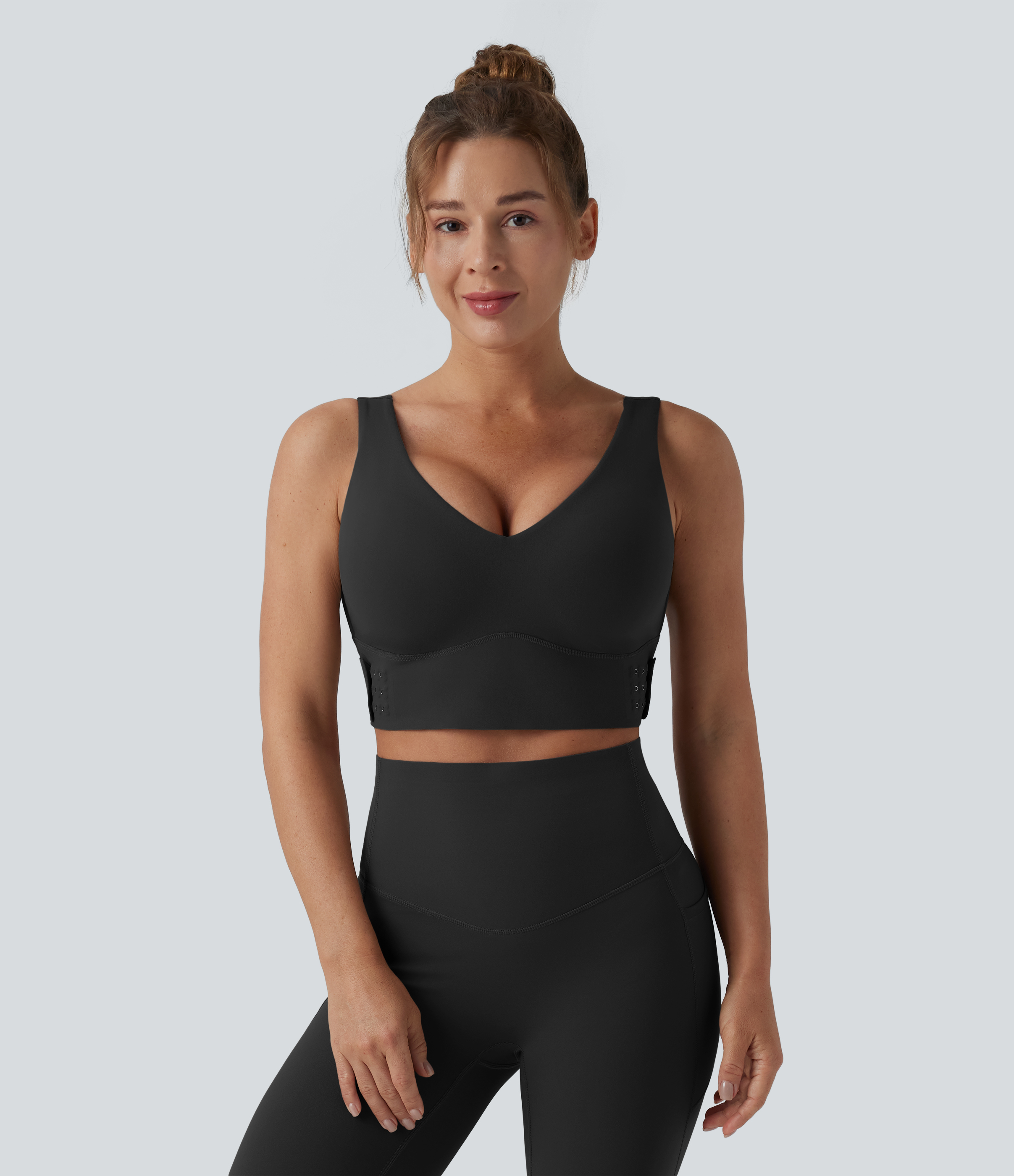 Halara UltraSculpt™ Medium Support V Neck Push-Up Training Sports Bra DD-F Cups