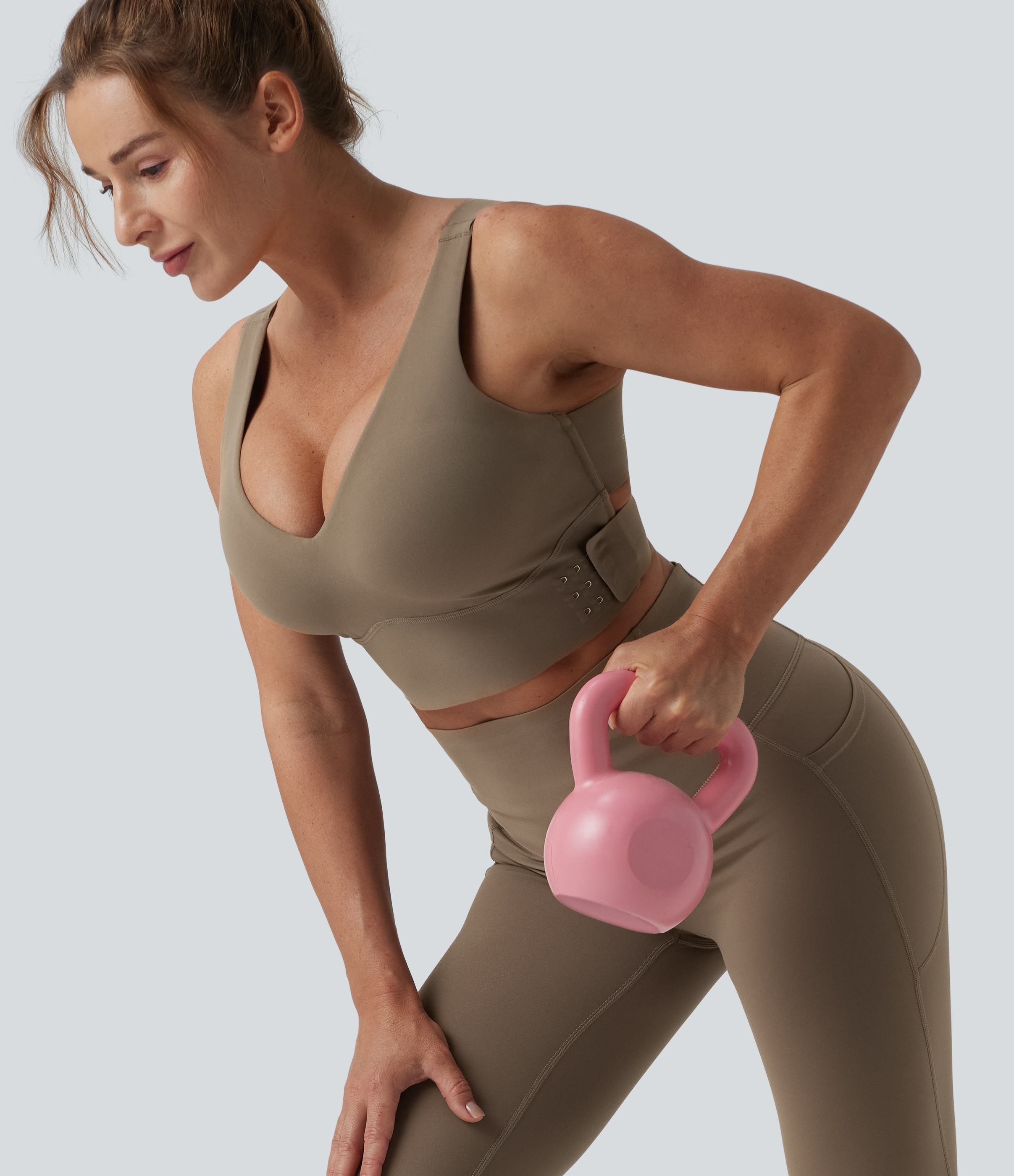 Halara UltraSculpt™ Medium Support V Neck Push-Up Training Sports