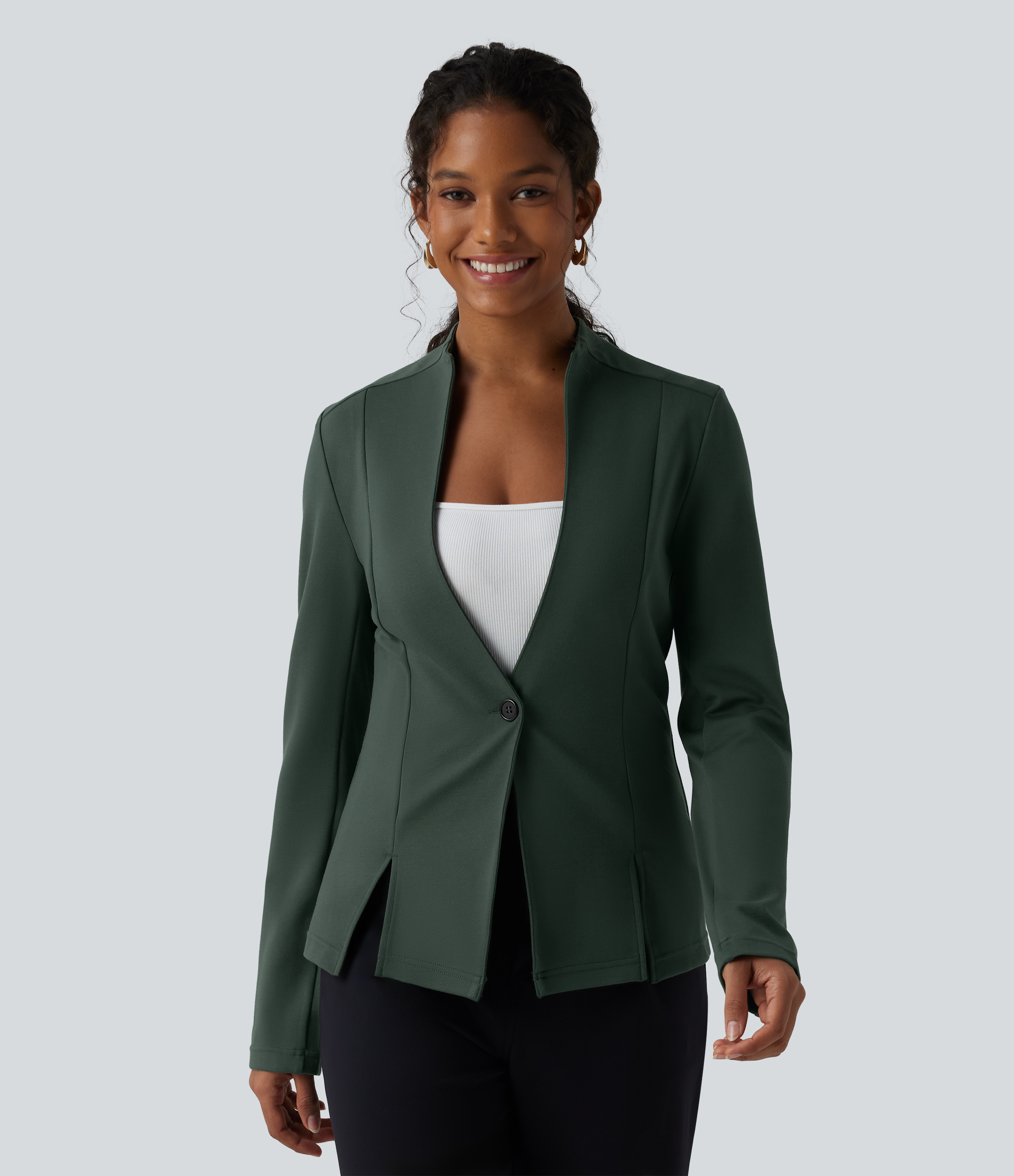 V Neck Long Sleeve Work Blazer
