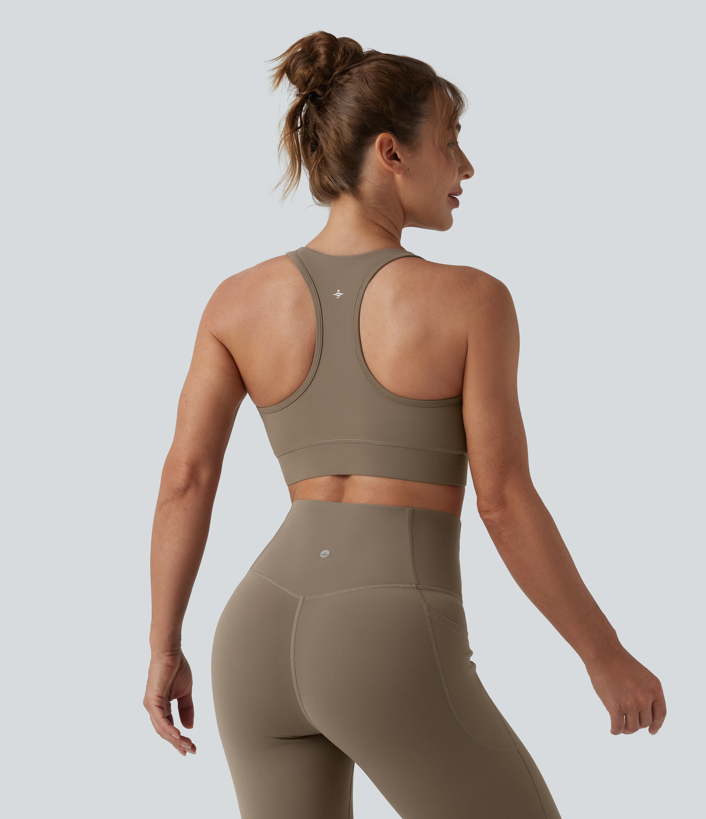 Dawn Brown Halara UltraSculpt™ Light Support V Neck Racerback Running Sports Bra DD-F Cups / 2