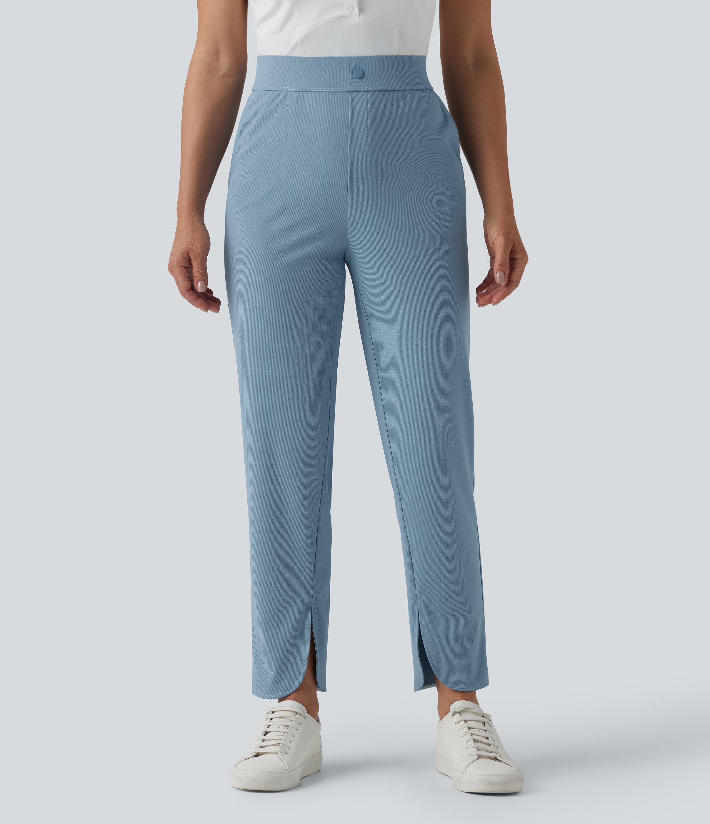 High Waisted Split Straight Leg Quick Dry Golf Pants with Pockets-Golf Tee Pocket-UPF40+