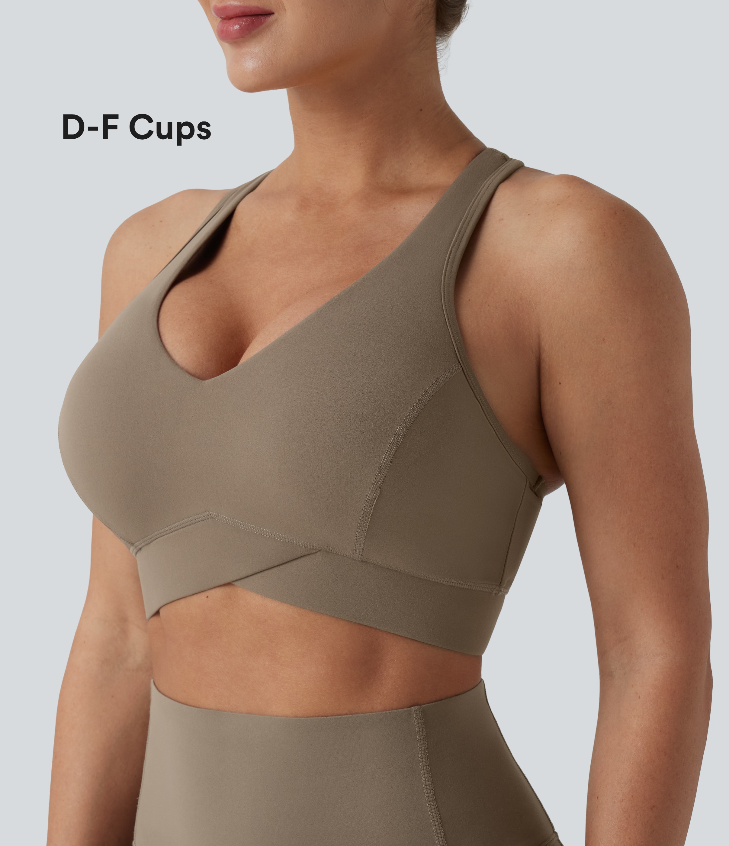 Halara UltraSculpt™ Light Support V Neck Racerback Running Sports Bra D-F Cups