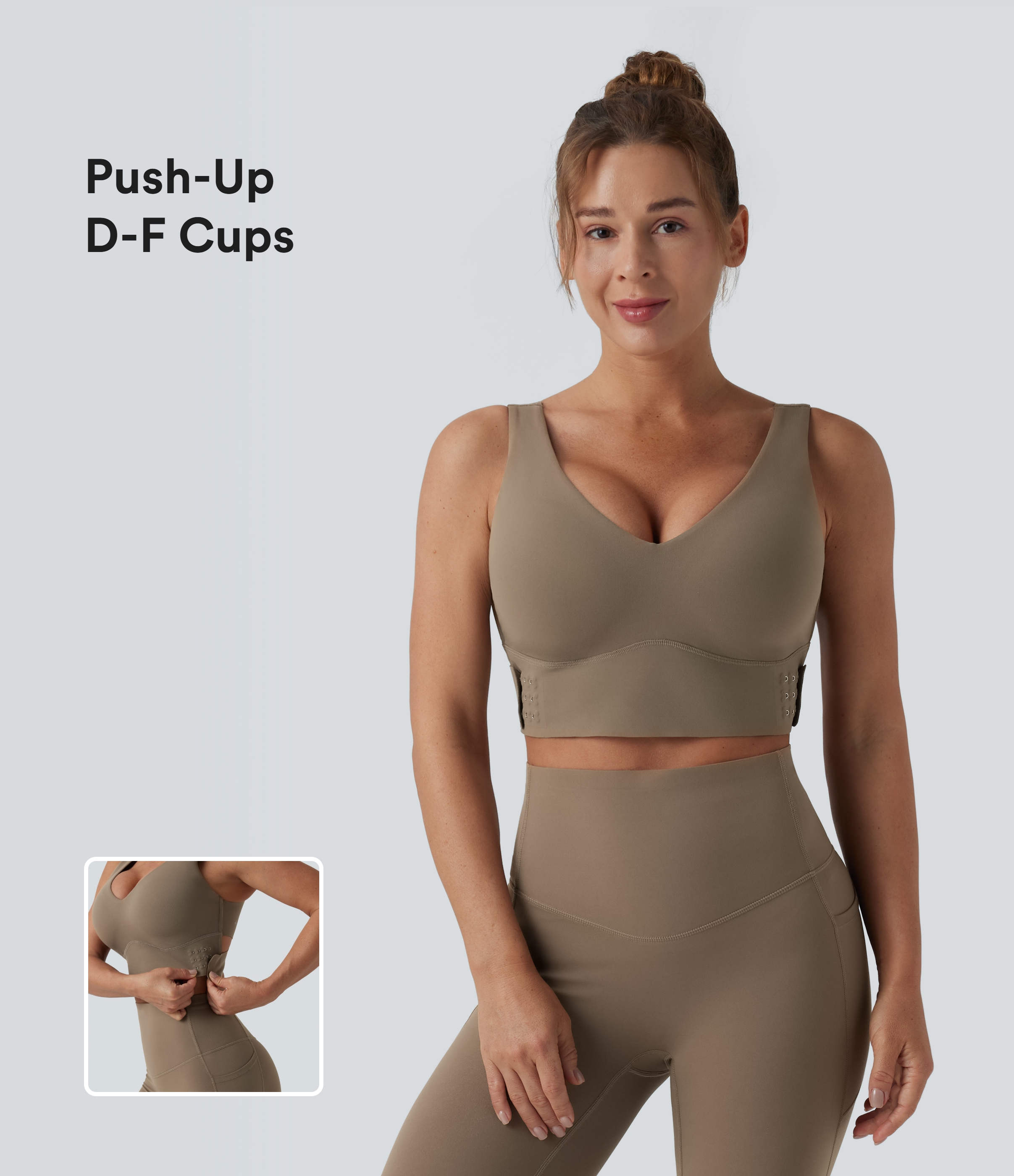 Halara UltraSculpt™ - Workout-Sport-BH mit V-Ausschnitt und mittlerem Support - Push-Up, D-F Cups