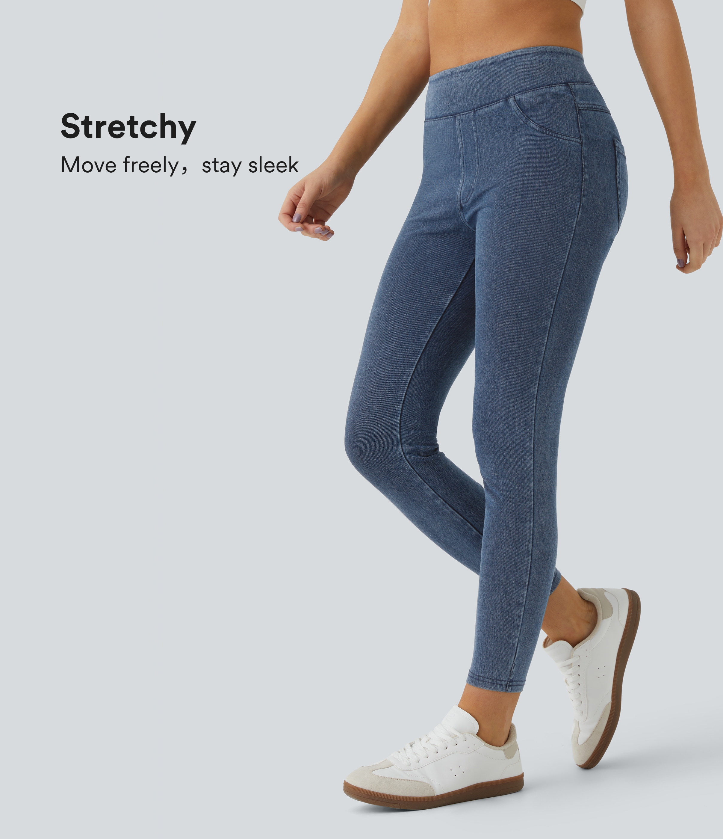 Halara Flex™ High Waisted Women Active Denim Casual Leggings with pockets