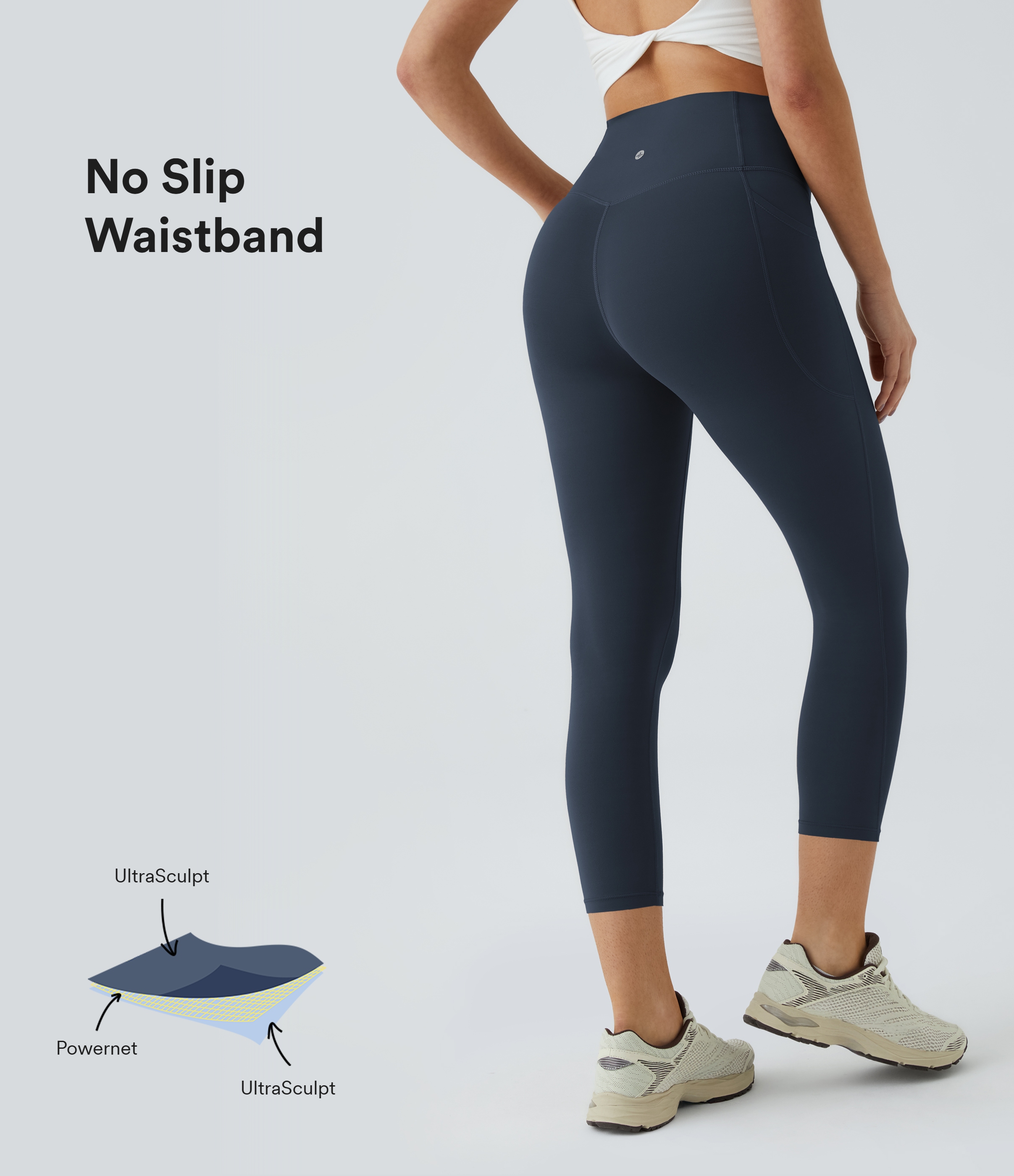 Halara UltraSculpt™ High Waisted Tummy Control Pocket Shaping Training Capri Leggings