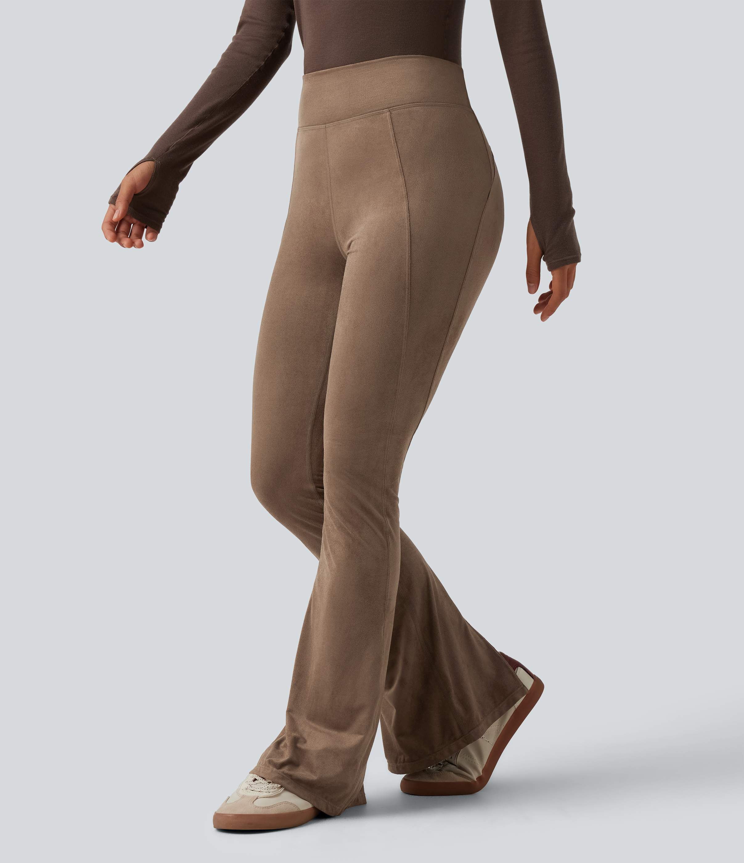 High Waisted Suede Bootcut Casual Leggings