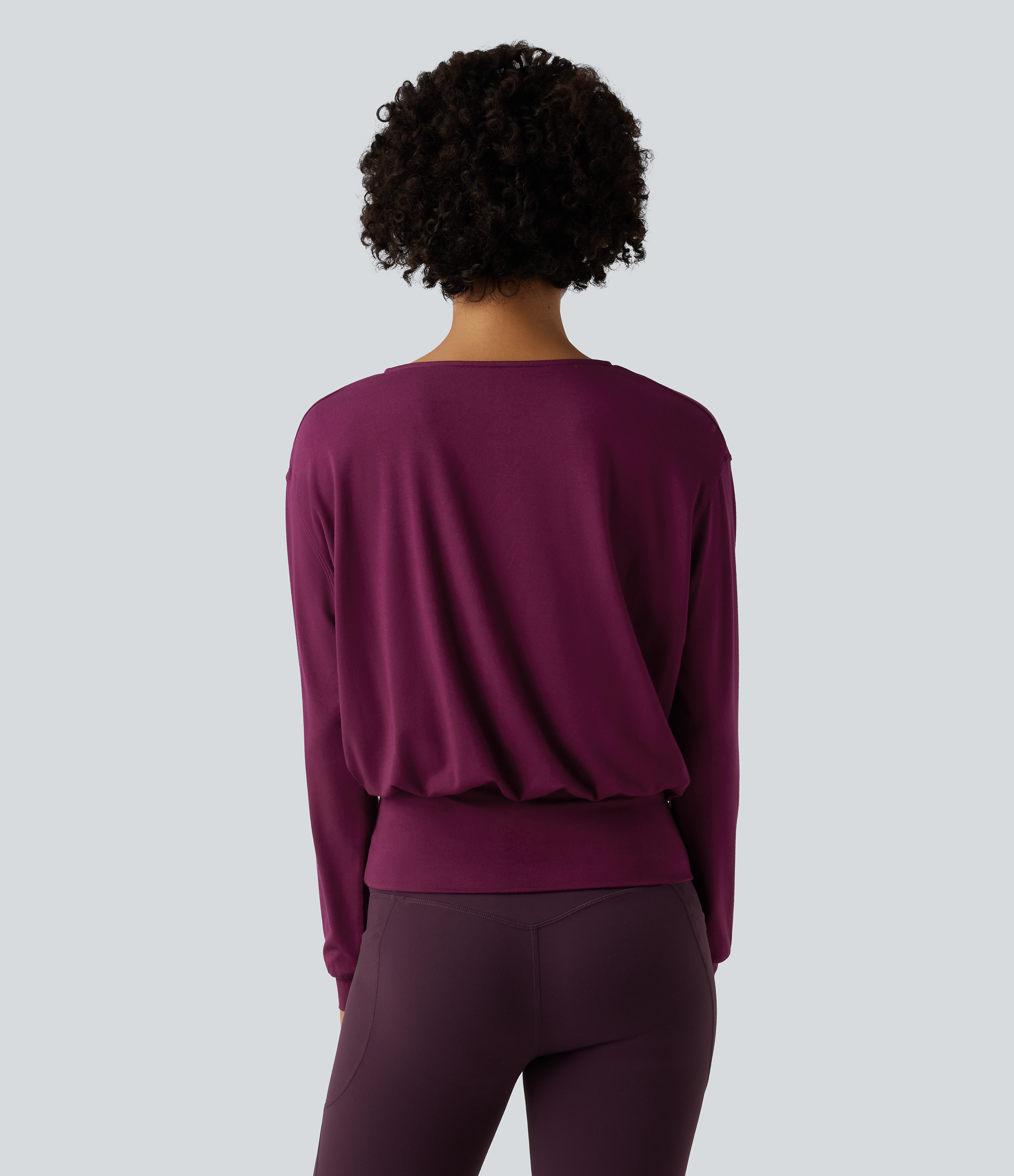 Red Violet Blusa de trabajo con escote en V cruzado y mangas largas / 2