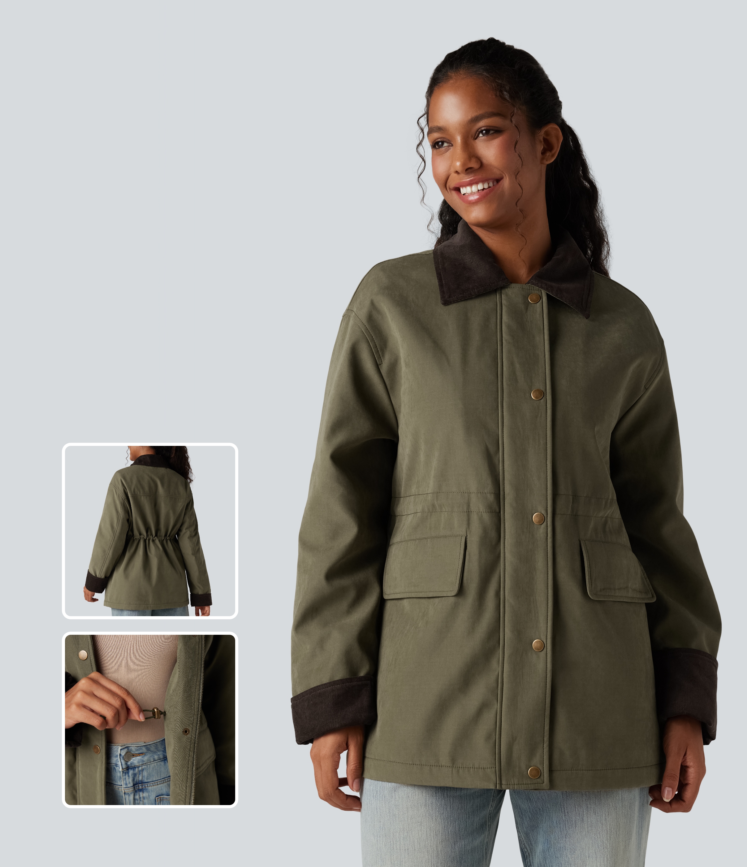 Lässige Jacke mit Seitentaschen und langen Ärmeln