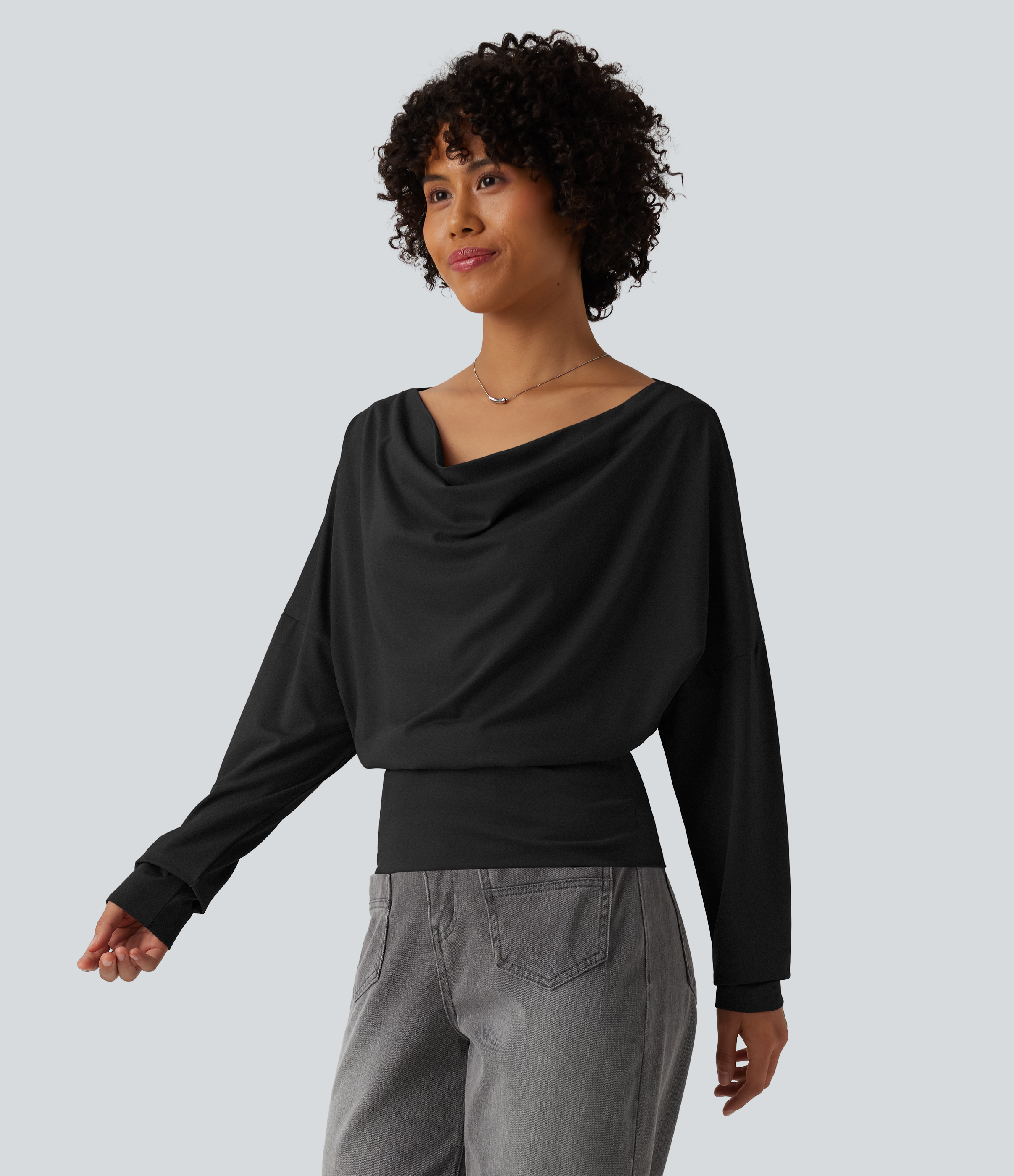 Cowl Neck Long Sleeve Relaxed Casual Top
