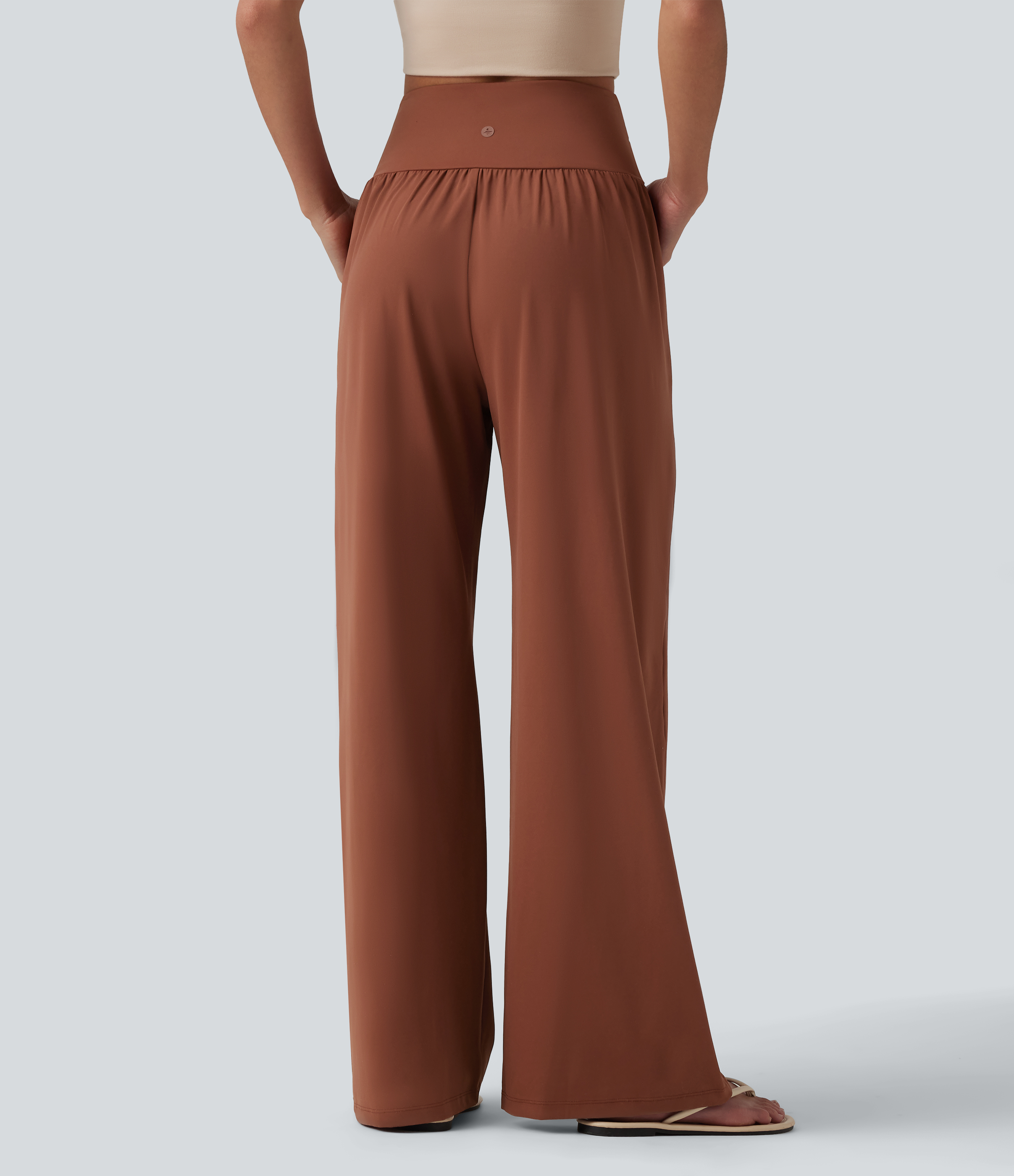SoftlyZero™ Airy Crossover High Waisted Cool Touch Casual Baggy Pants with Pockets