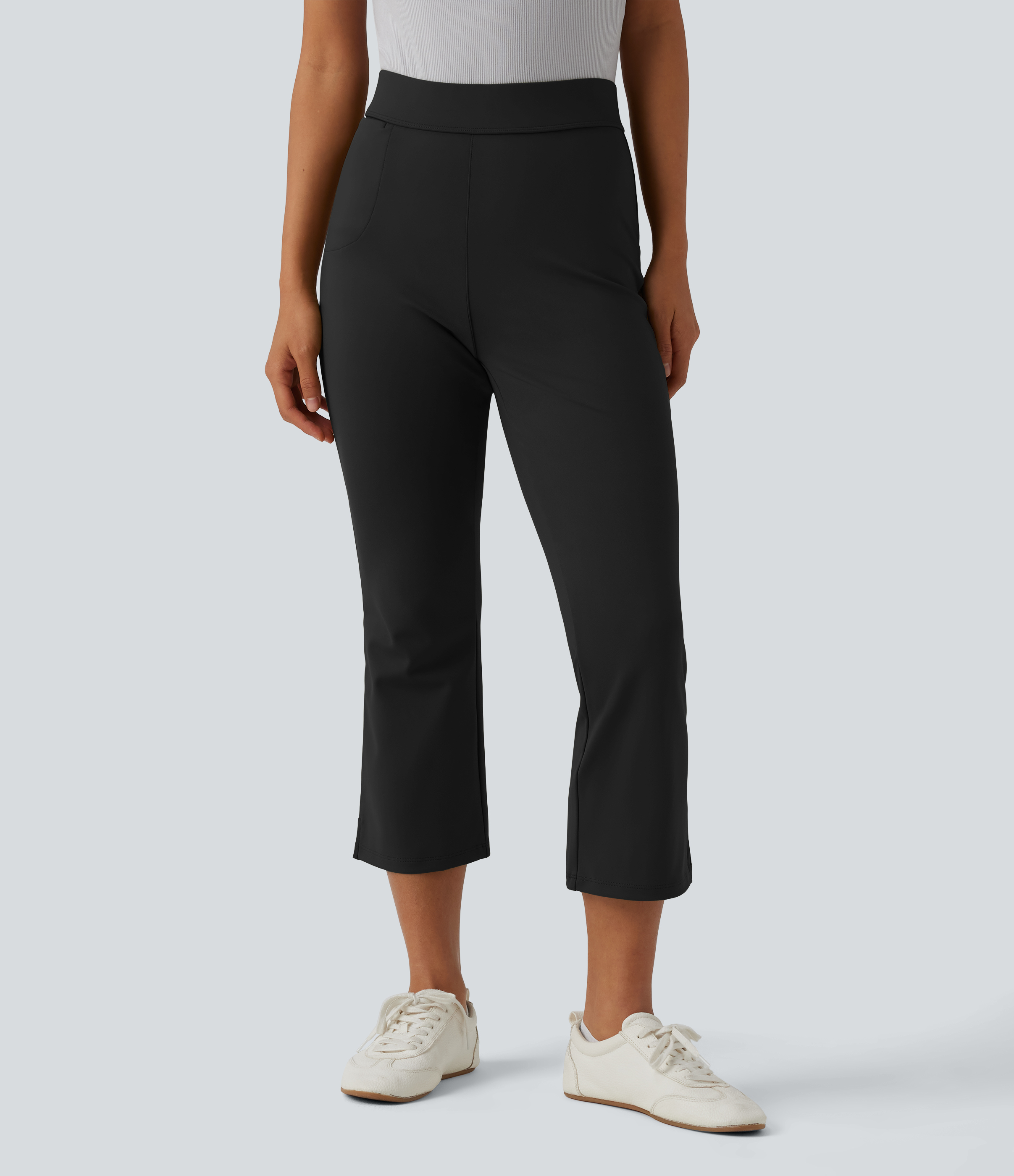 Halara Flex™ DayStretch Mid Rise Split Cropped Work Bootcut Trousers with Pocket
