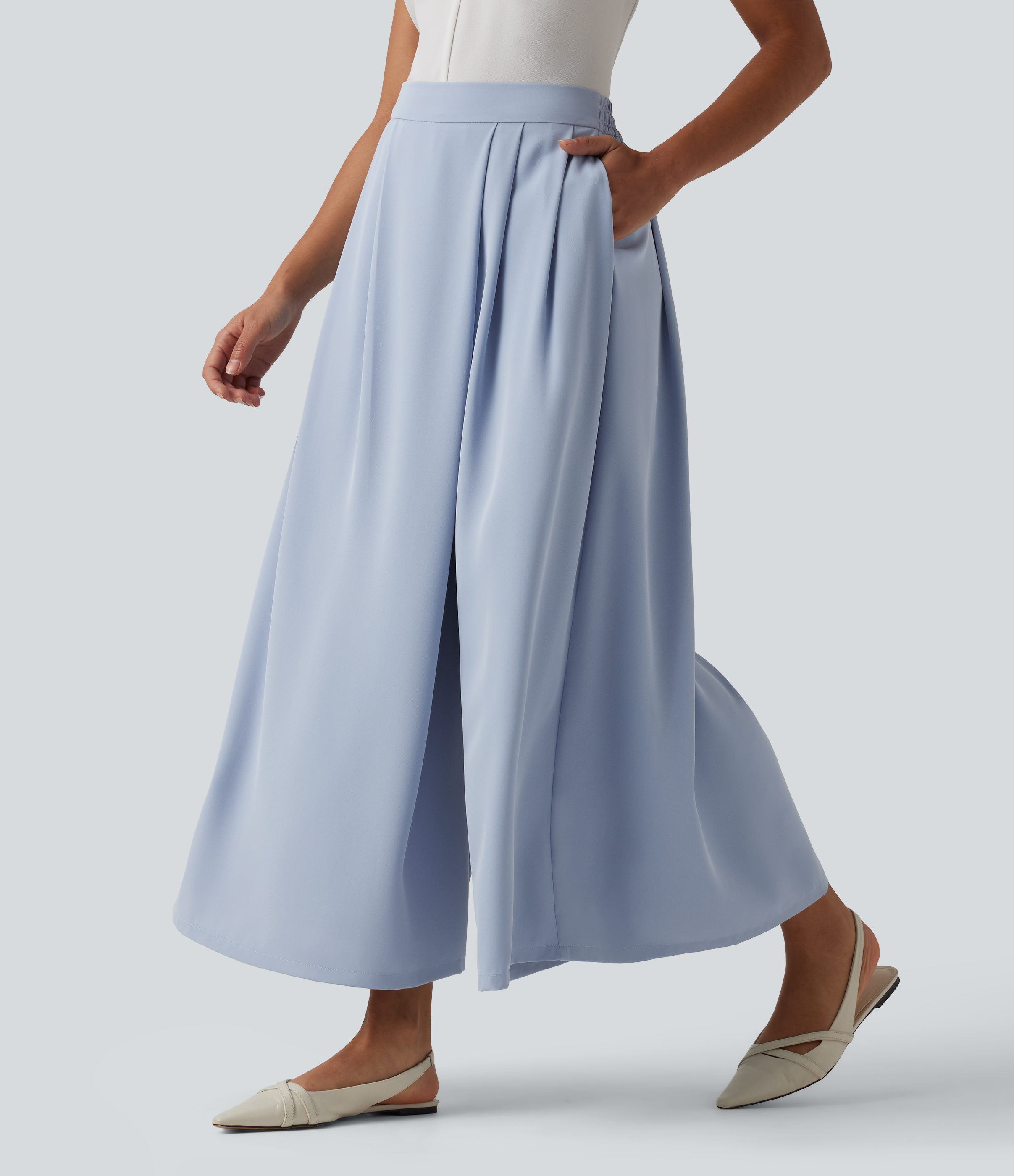 Baggy Arbeits-Hose mit hohem Bund und Seitentaschen