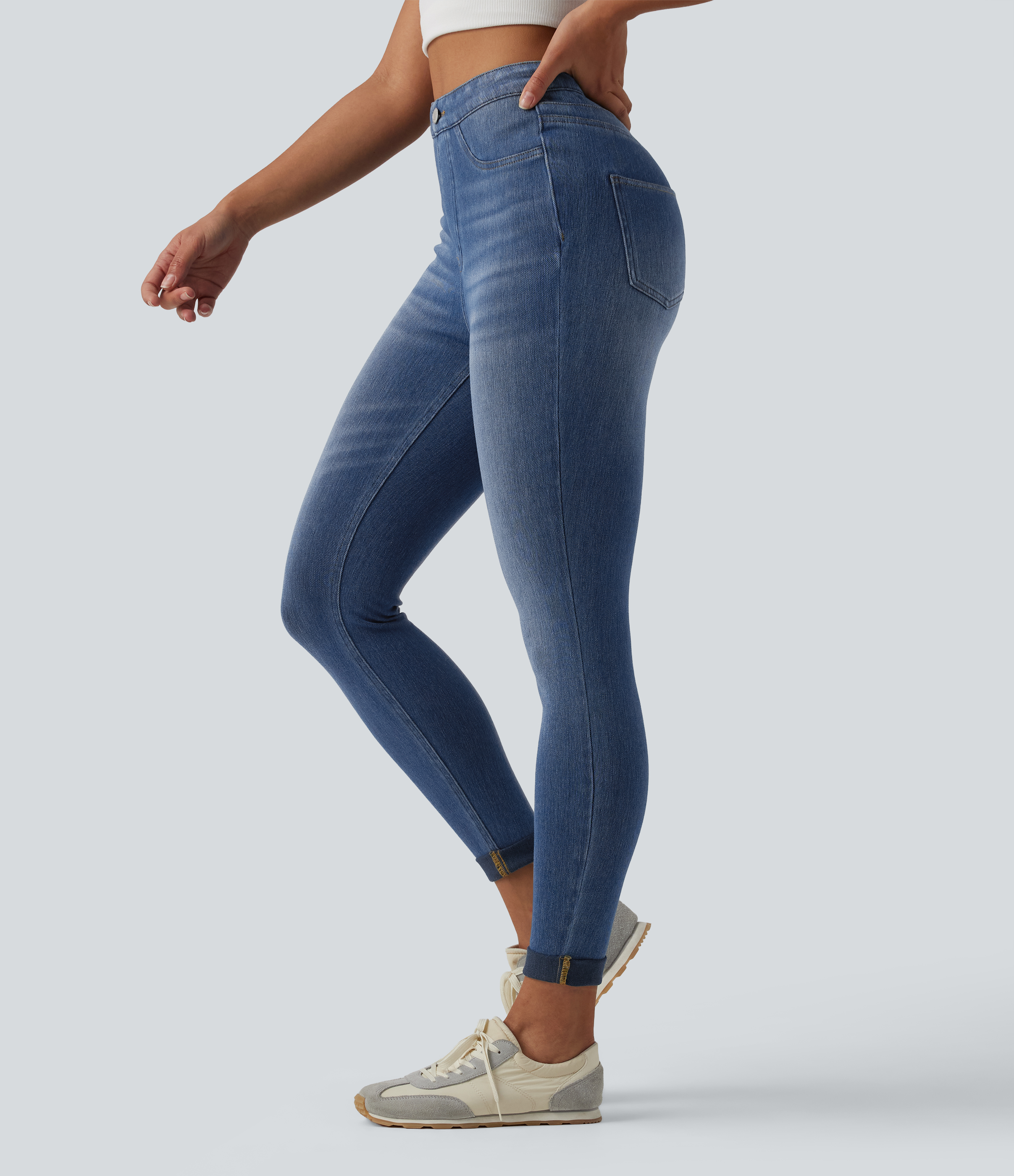 Halara Flex™ High Waisted Tummy Control Denim Casual Leggings with Pockets