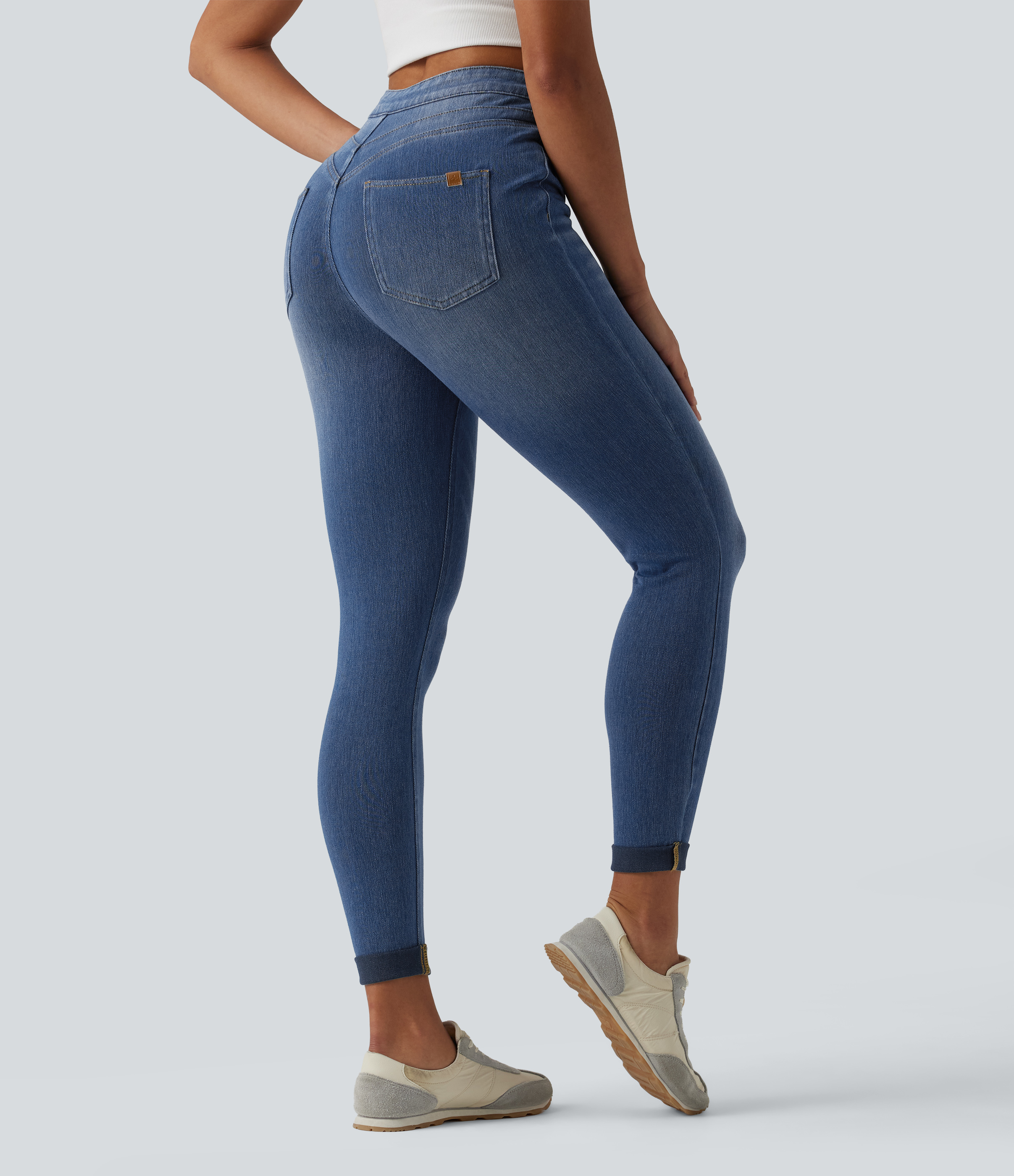  Blue Jasper Denim Halara Flex™ ежедневни дънкови клинове с висока талия и оформящ ефект за корема, с джобове / 2