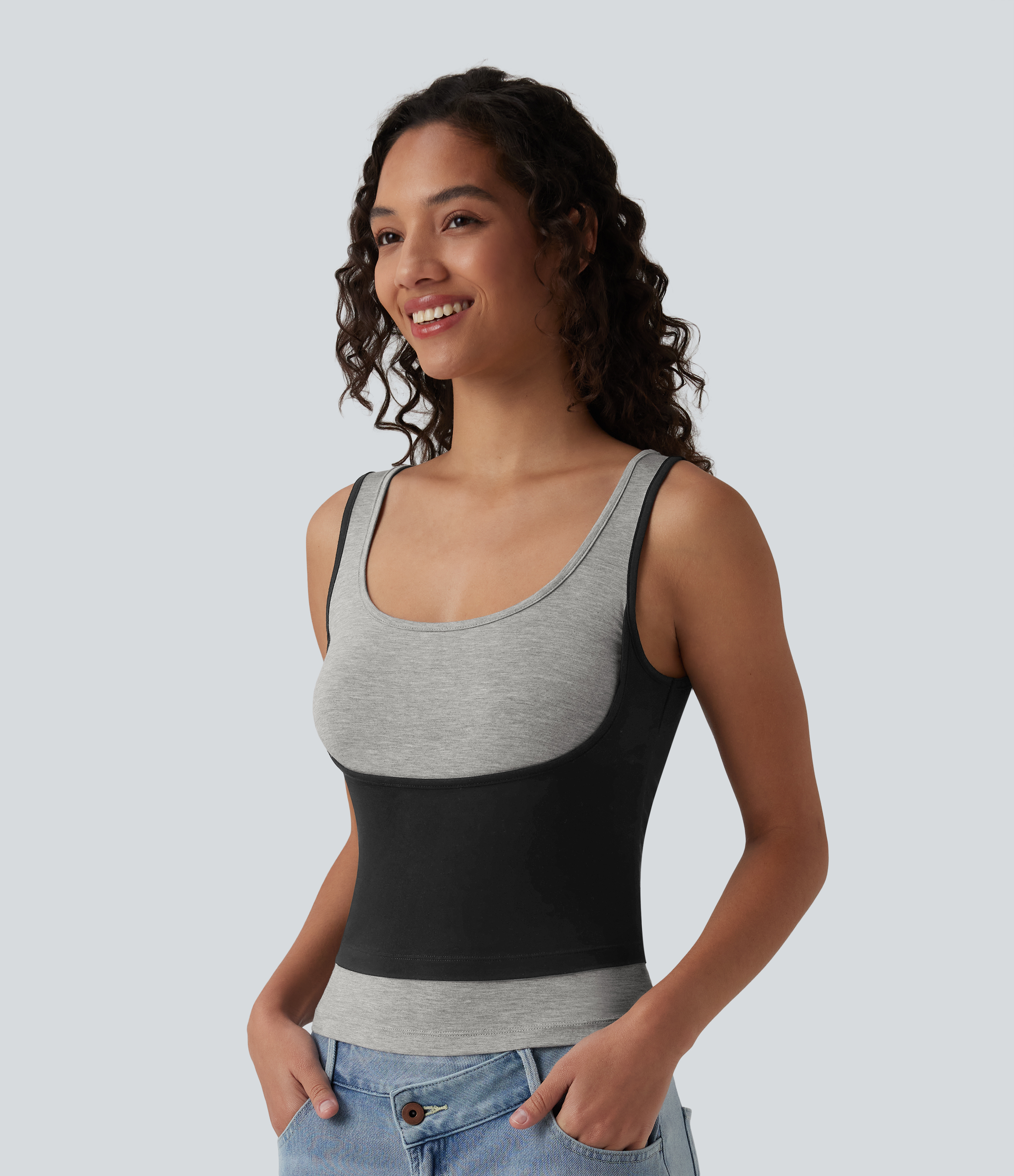 Color Block Casual Tank Top