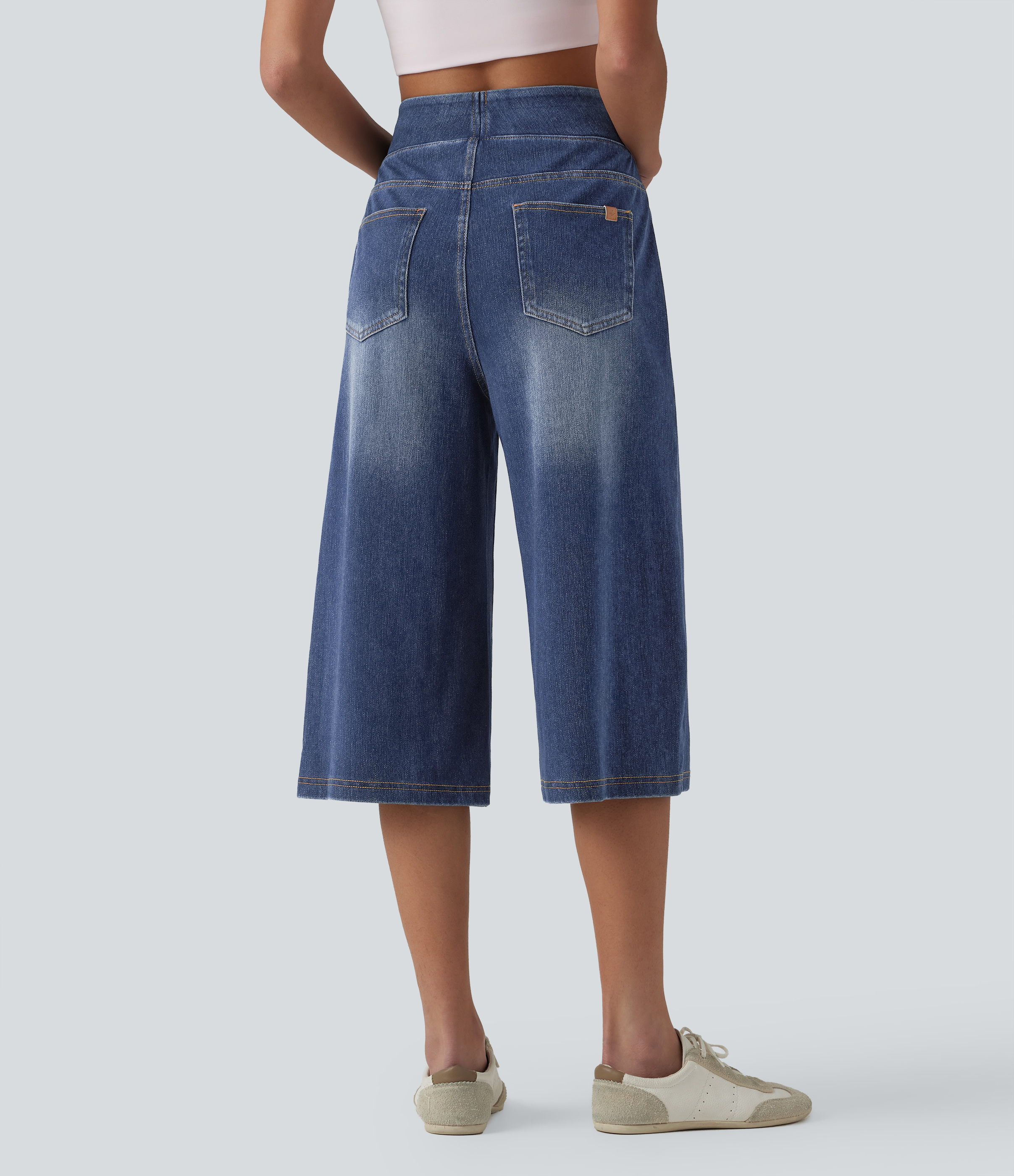Pageant Blue Denim Halara Flex™ High Waisted Tummy Control Casual Capri Baggy Jeans with Pockets / 2