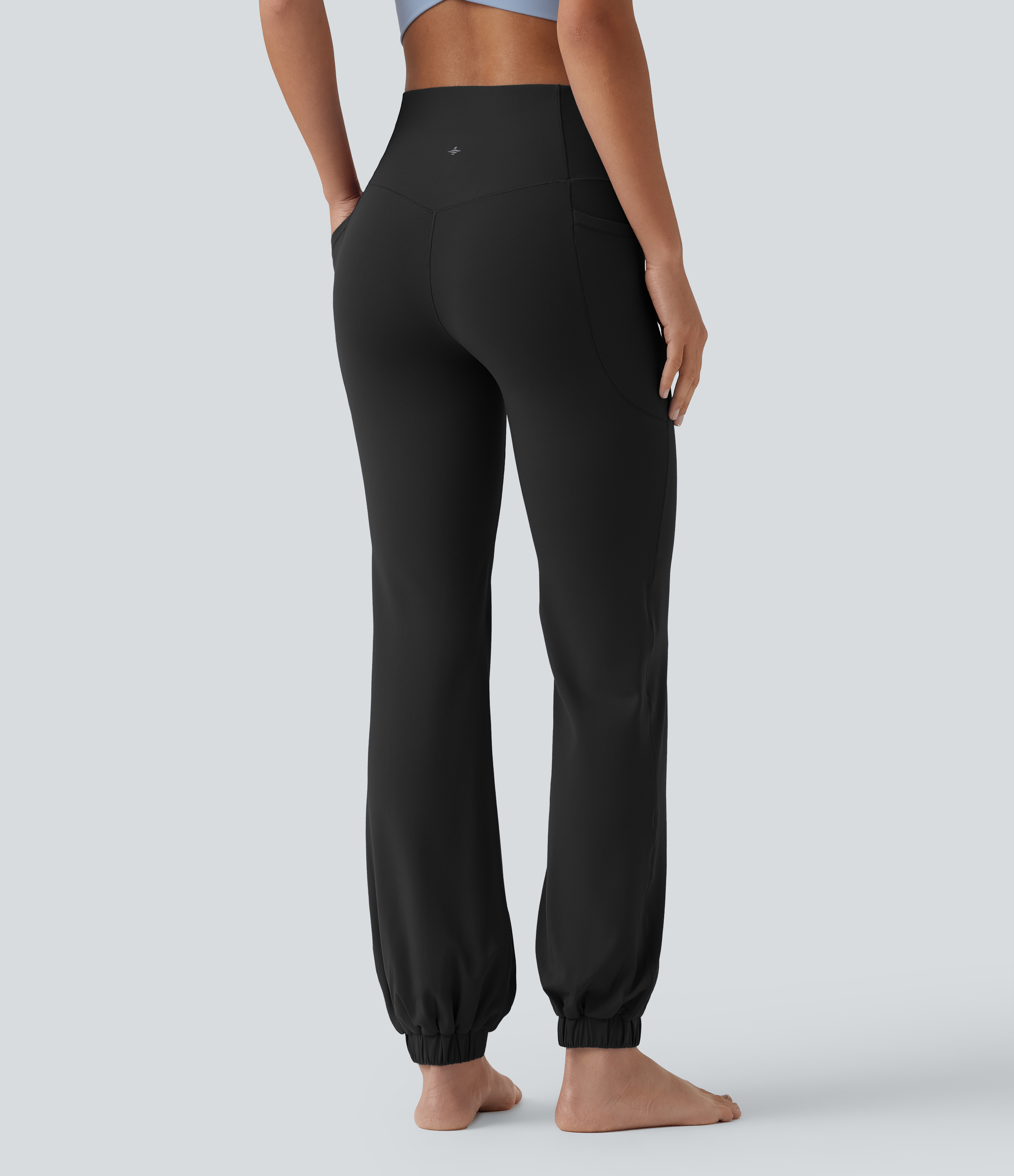 Schwarz SoftlyZero™ hoch taillierte, bauchformende Tanz-Ballon-Jogger mit Taschen / 2