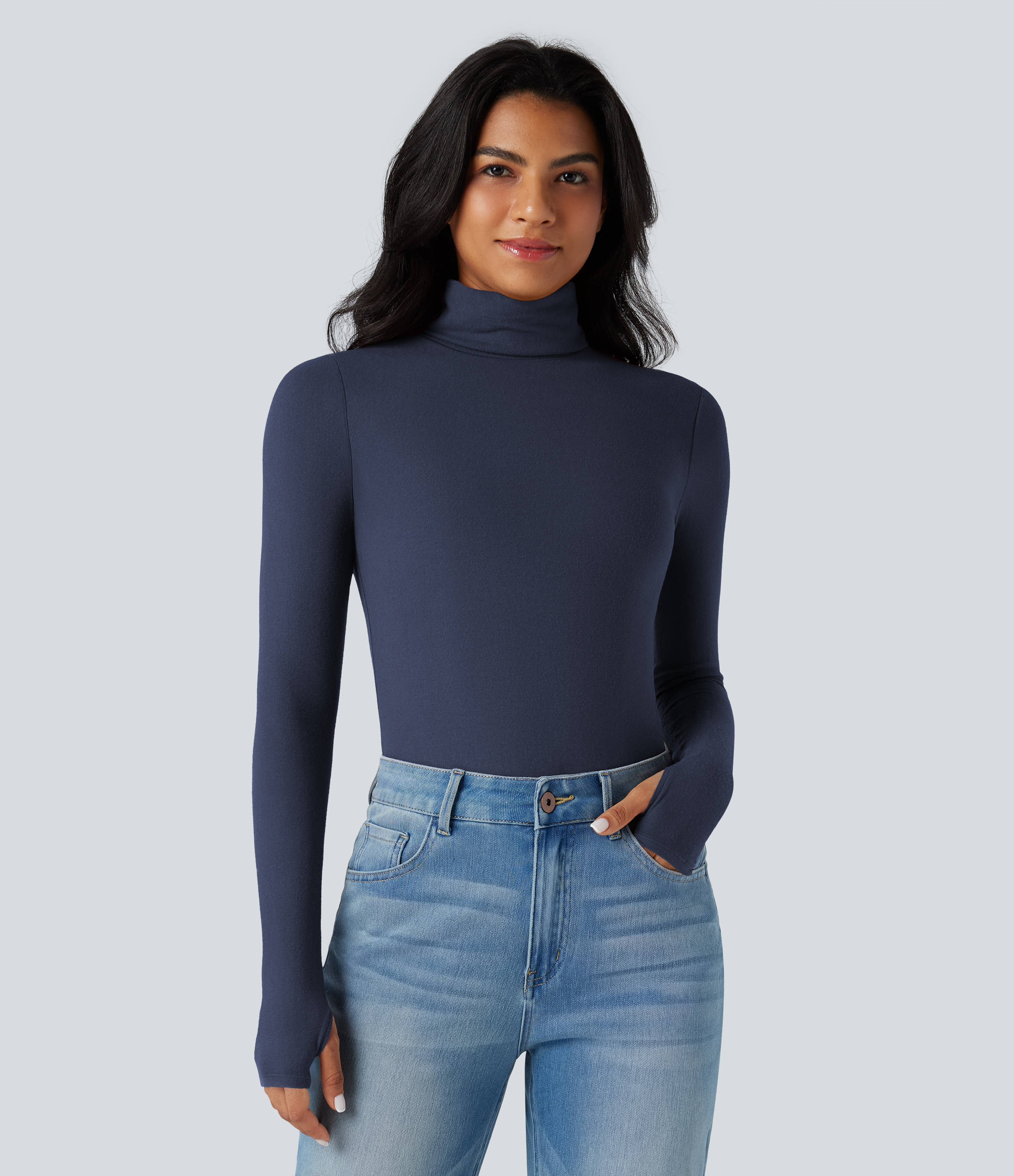 Halara HeatCore Turtleneck Long Sleeve Thumb Hole Casual Warming Top