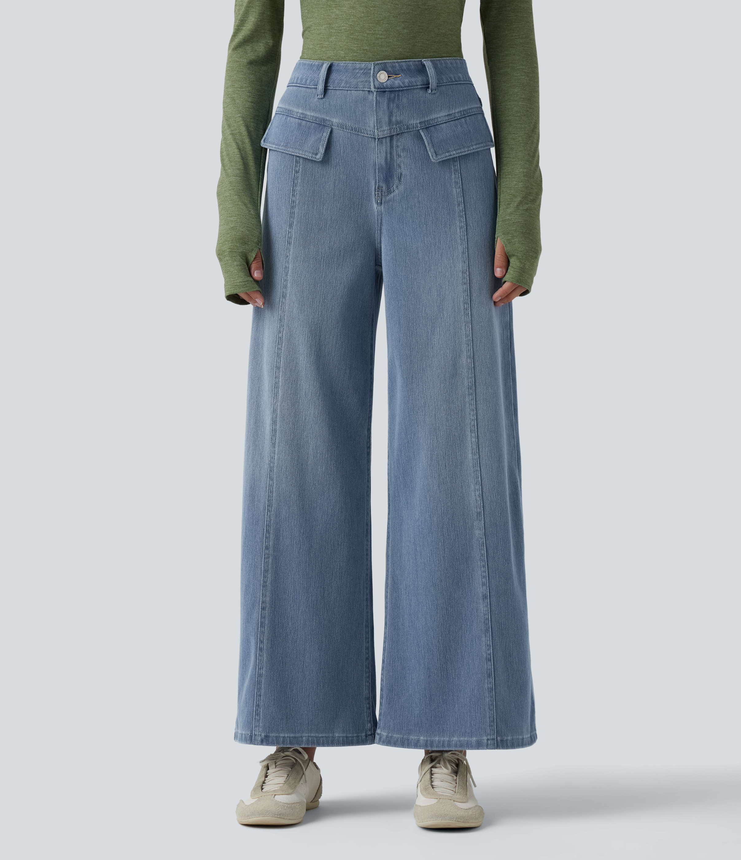 Halara Flex™ High Waisted Wide Leg Casual Jeans with Pockets