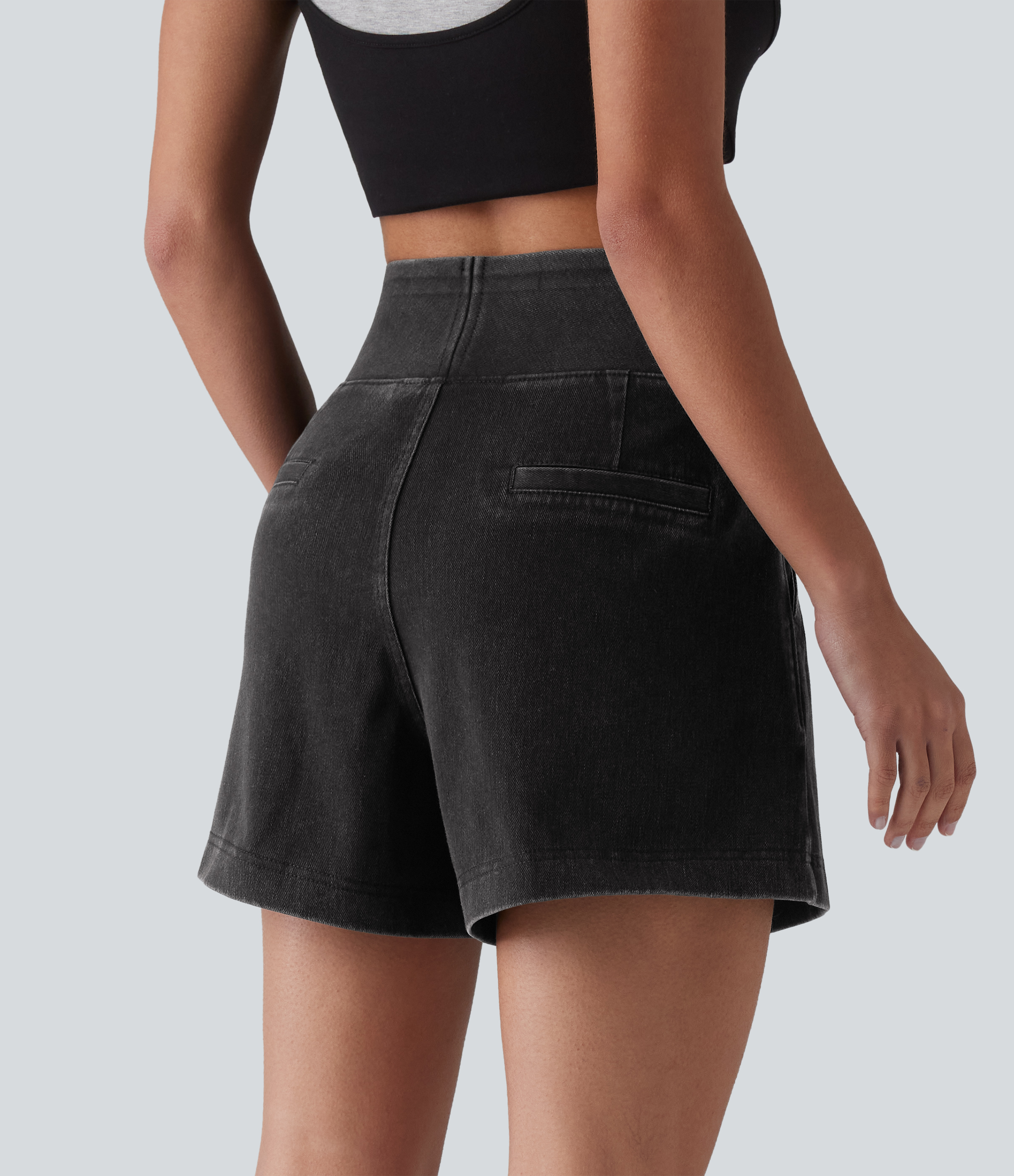 Phantom Denim Halara Flex™ magasderekú, laza fazonú farmer rövidnadrág 4'' zsebekkel / 2