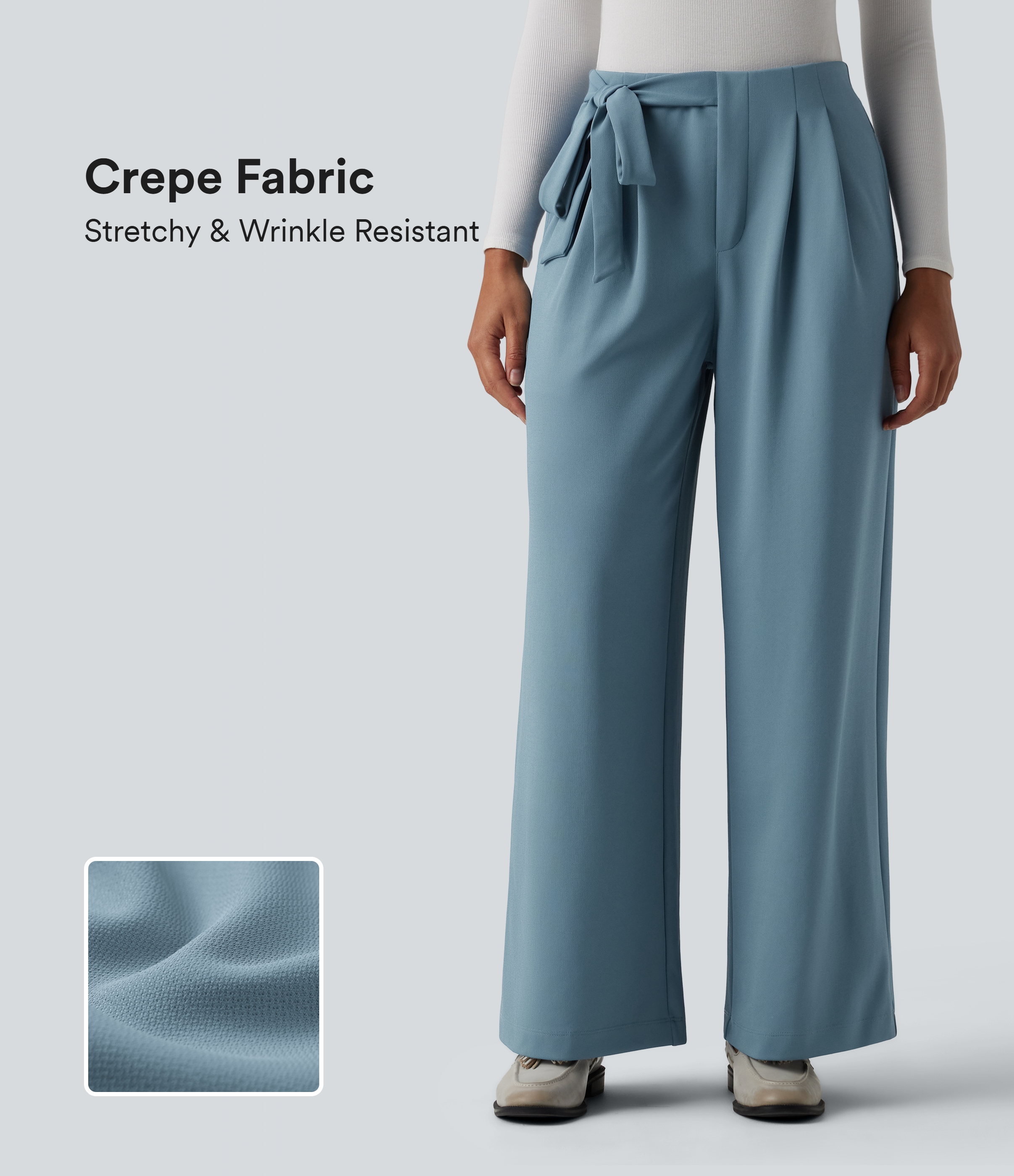 Halara Flex™ High Waisted Tie Side Straight Leg Crepe Work Pants with Pockets