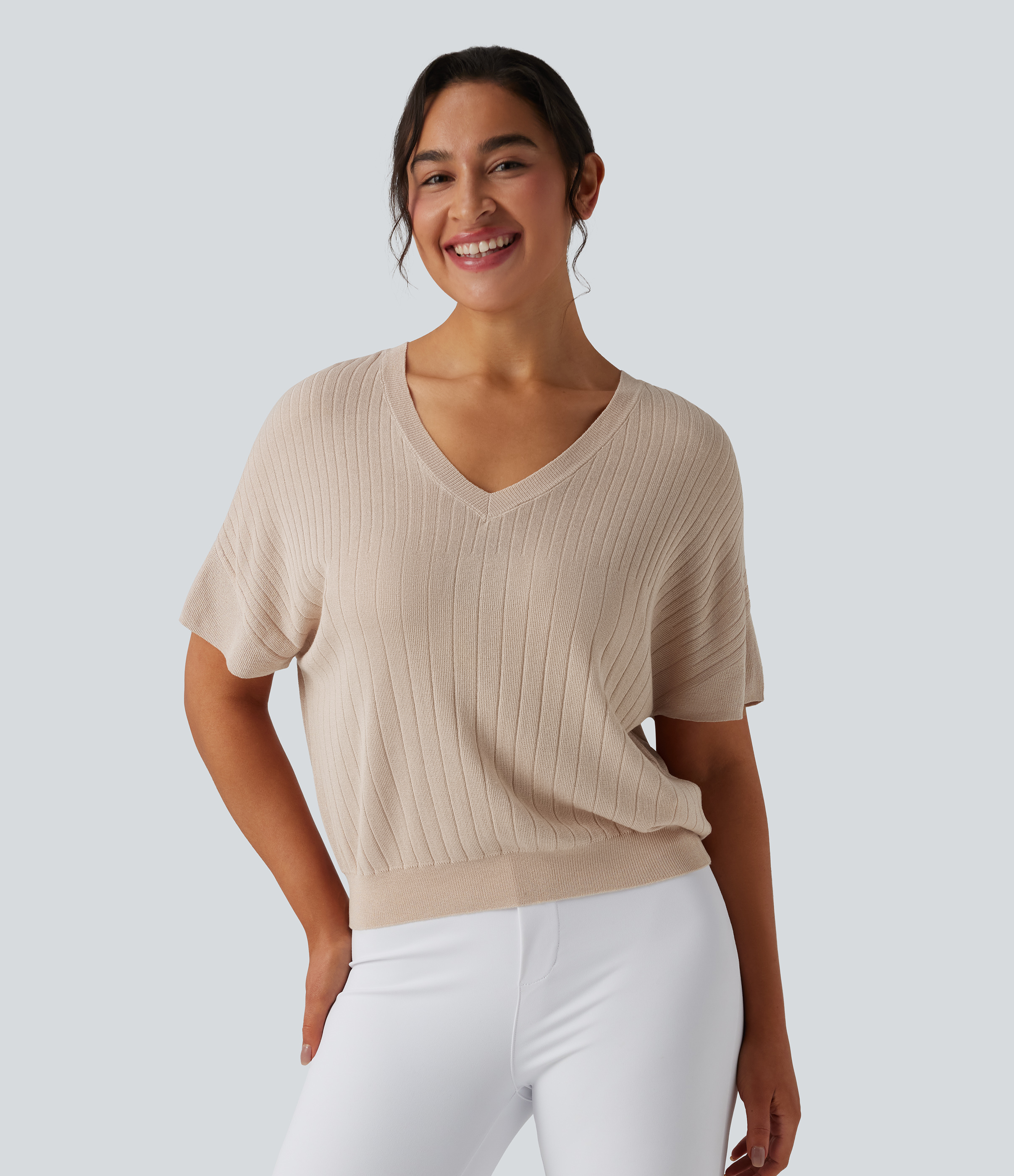 Pull de travail col V manches courtes