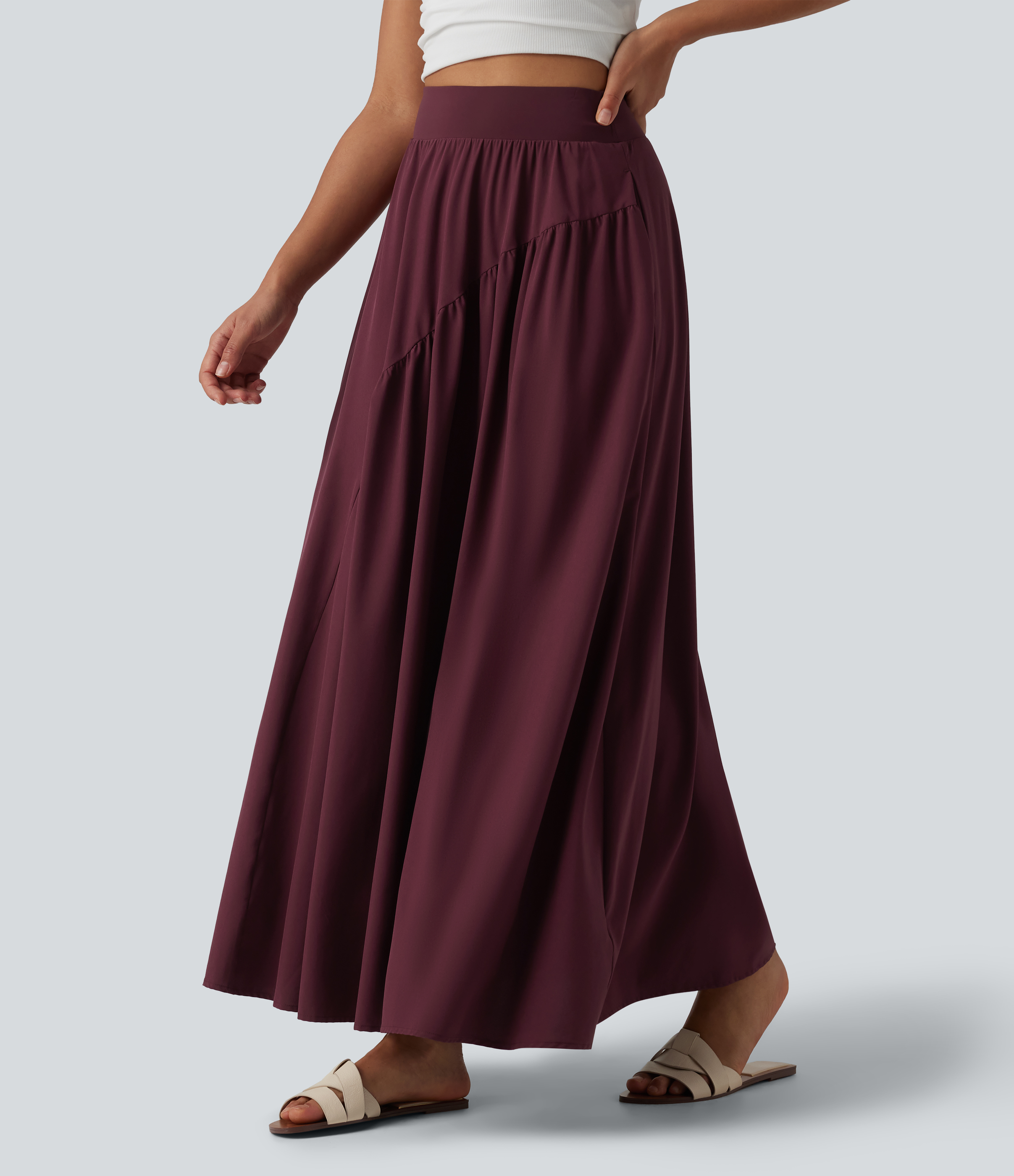 Breezeful™ Jupe maxi décontractée fluide taille haute à séchage rapide avec poches