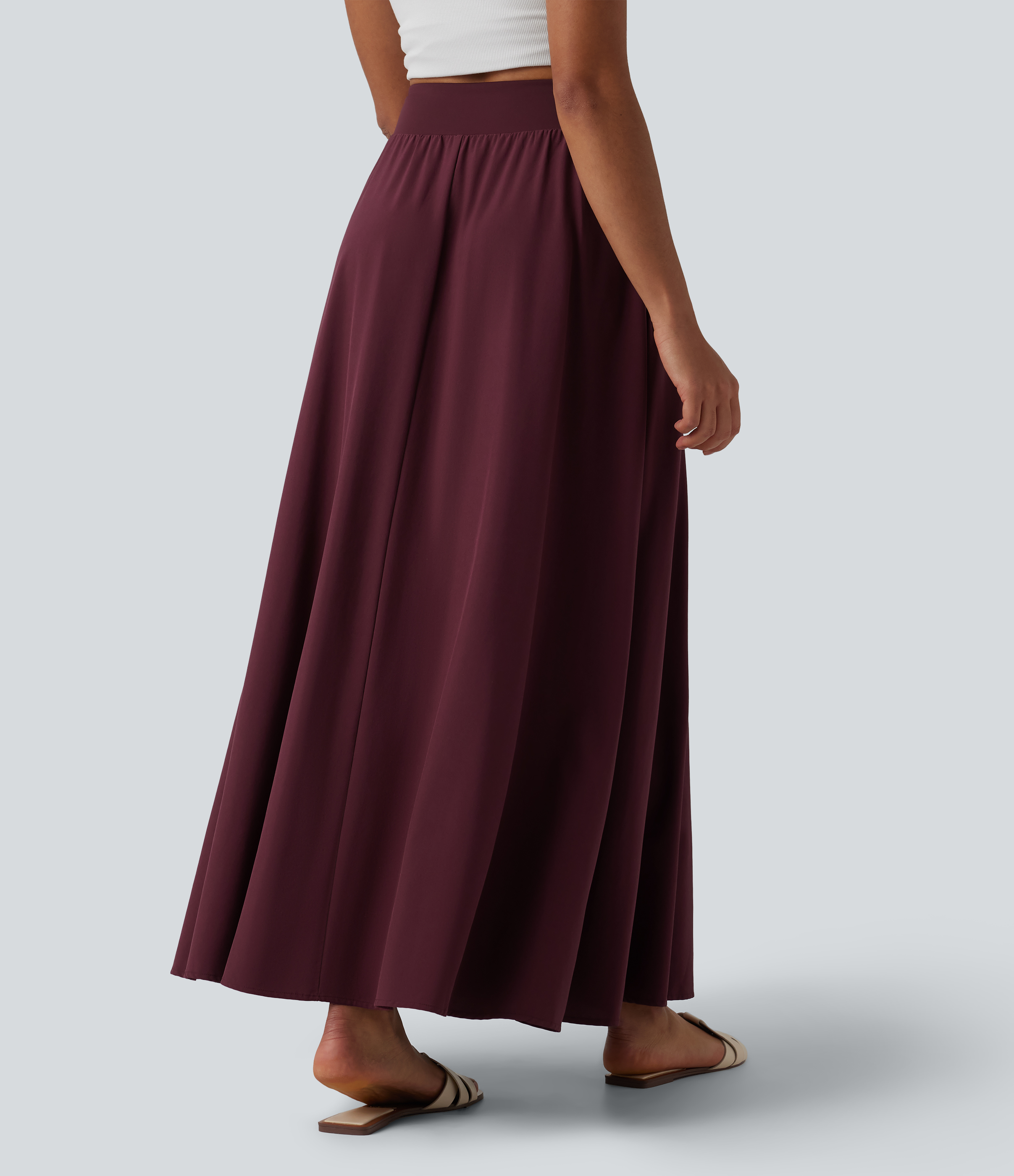 Amaranth Breezeful™ High Waisted Flowy Quick Dry Maxi Casual Skirt with Pockets / 2