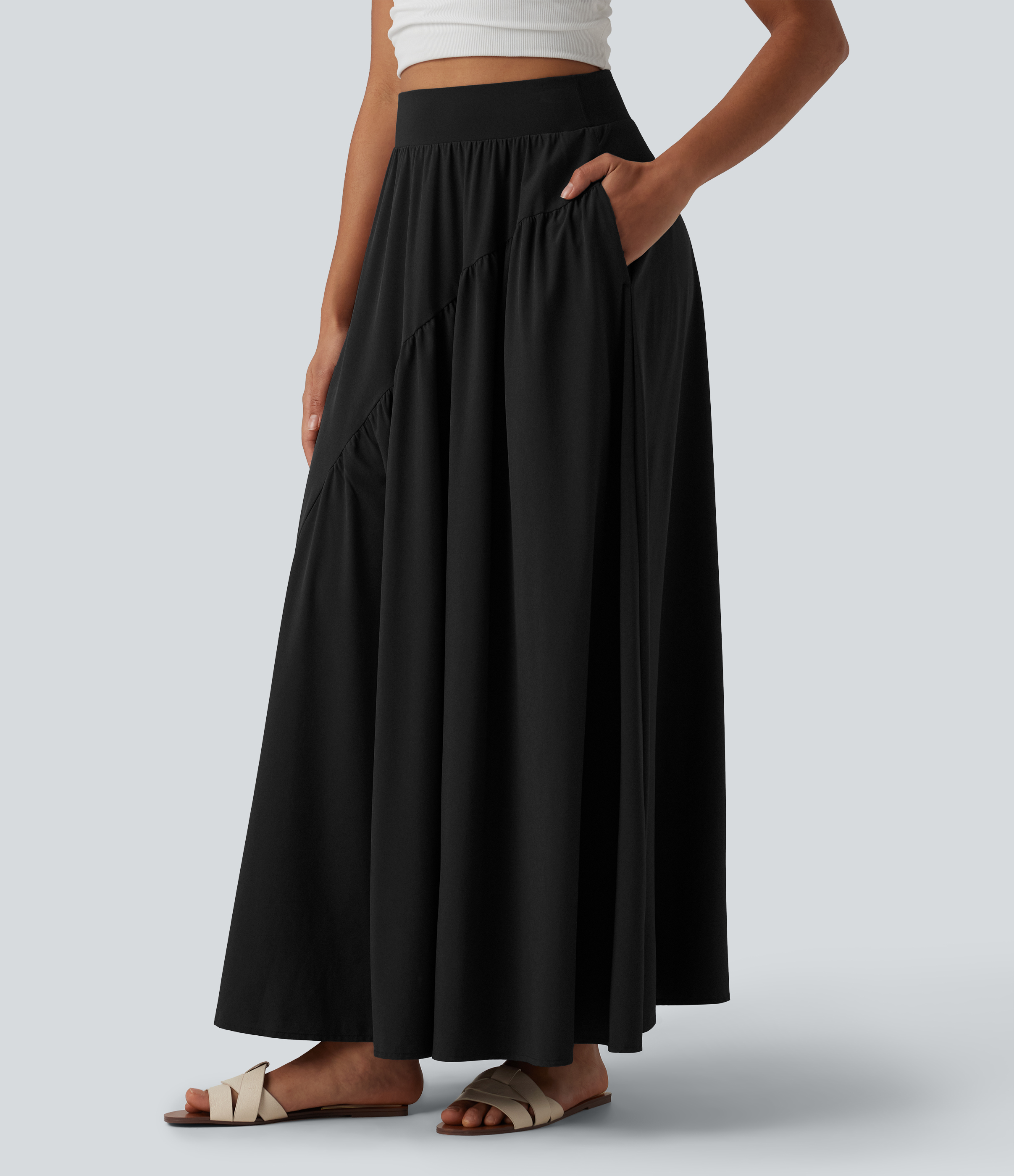 Breezeful™ hoch geschnittener, fließender, schnelltrocknender Maxi-Alltagsrock mit Taschen