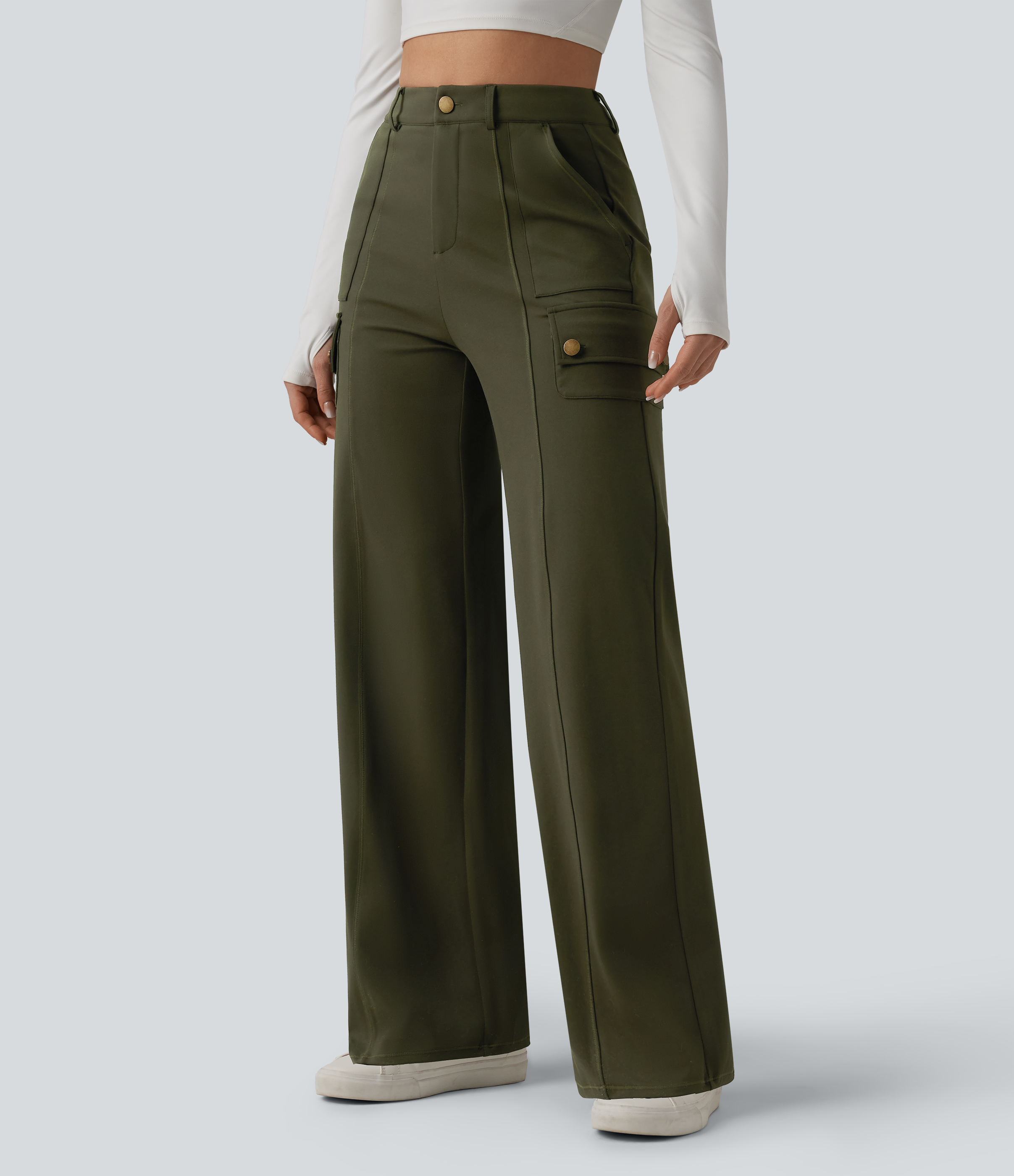 DayStretch Pantalon cargo décontracté taille haute coupe droite avec poches
