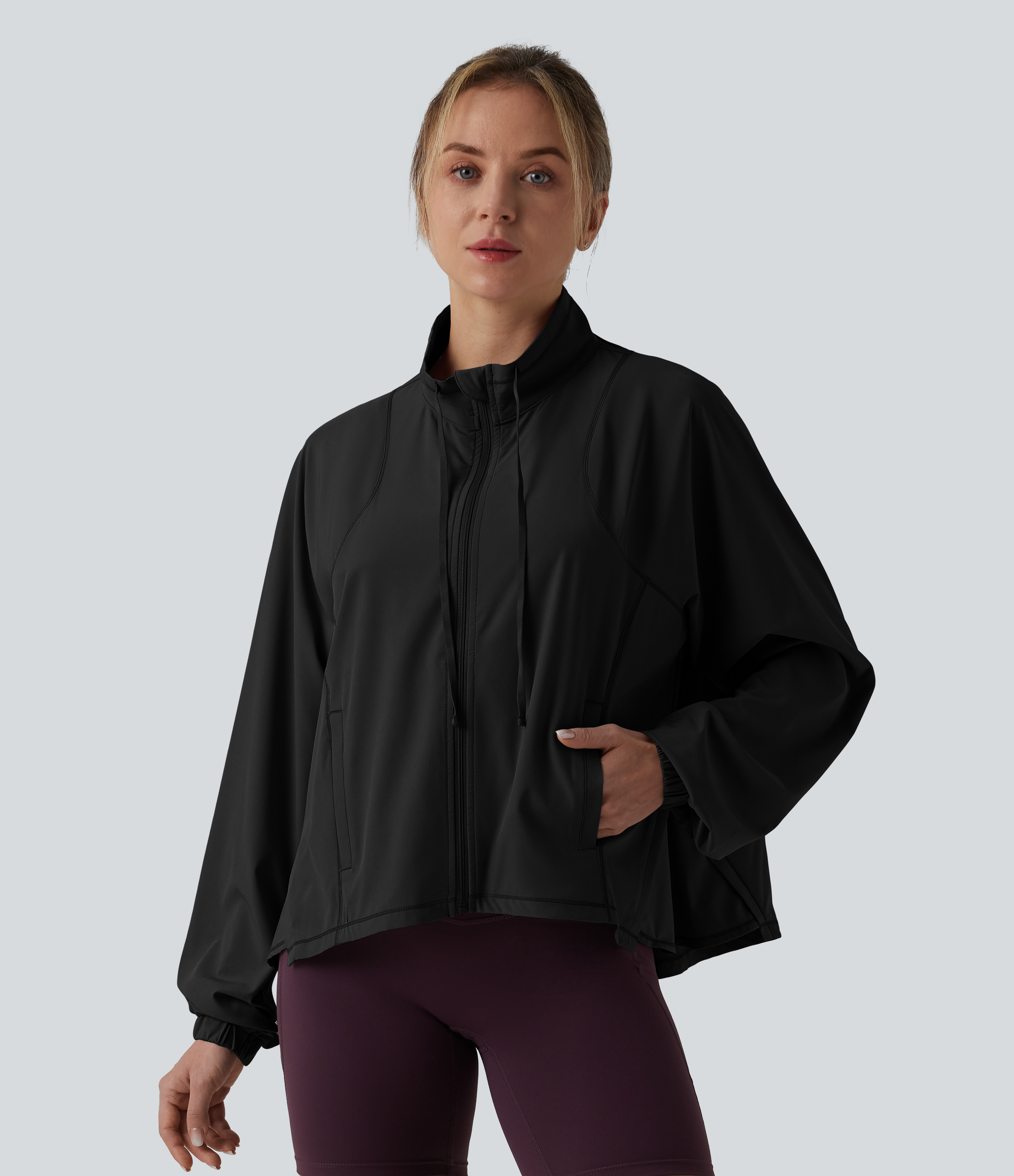 Breezeful™ Drawstring Long Sleeve Quick Dry Workout Jacket with Pockets