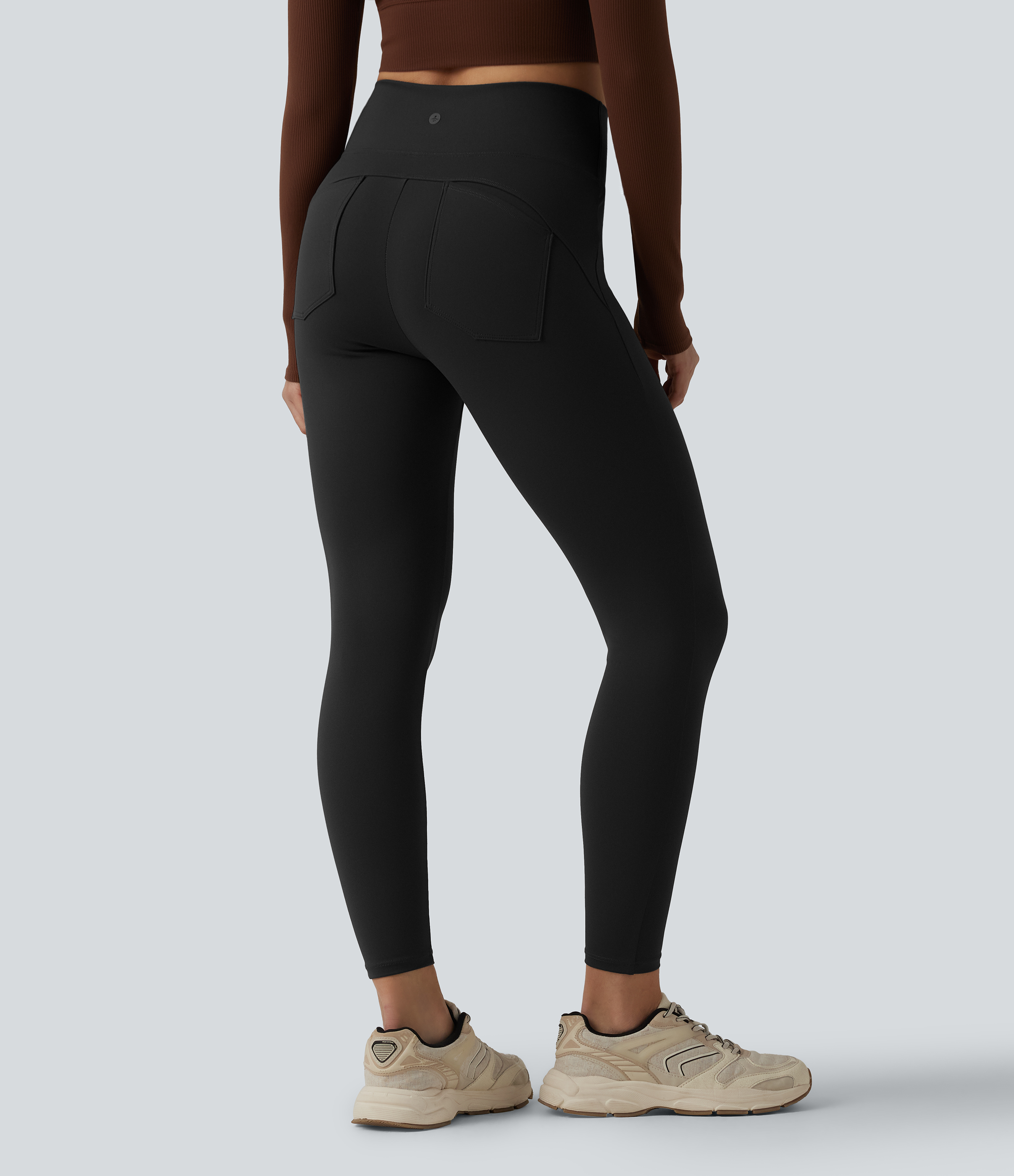 Noir Legging de yoga DayStretch taille haute ventre plat skinny avec poches / 2