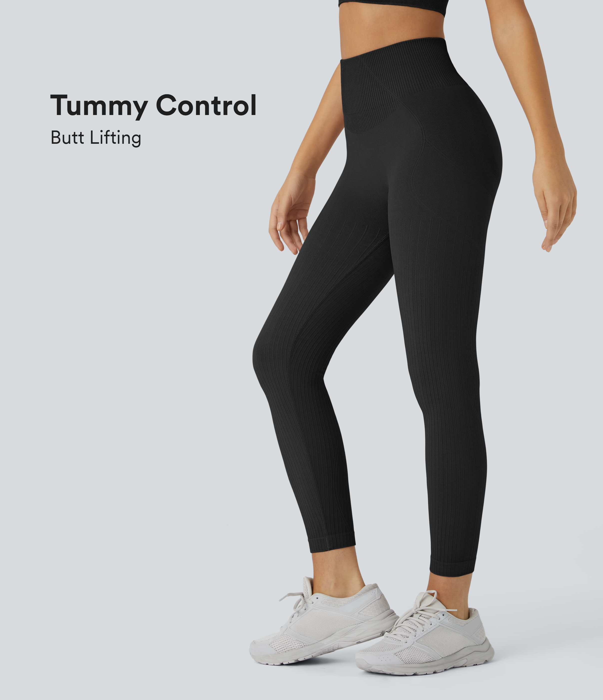 Soft OneForm Seamless Flow Ribbed High Waisted Tummy Control Butt Lifting Training Leggings